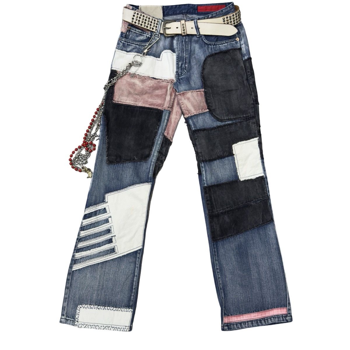 Japanese Brand Distressed Patchwork Denim Jeans Size US 32 / EU 48 - 1 Thumbnail