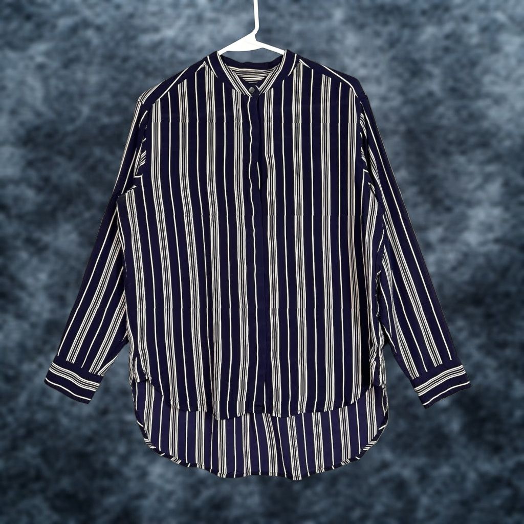 Madewell Madewell Striped Button Collar Shirt Womens Medium Blue Long Sleeve Size M / US 6-8 / IT 42-44 - 1 Thumbnail