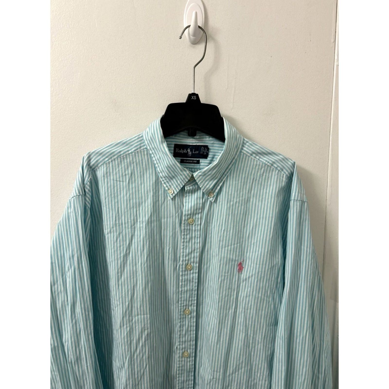 Ralph Lauren VTG Ralph Lauren Shirt Mens XL Blue White Striped Button-Down Logo L/S Size US XL / EU 56 / 4 - 2 Thumbnail