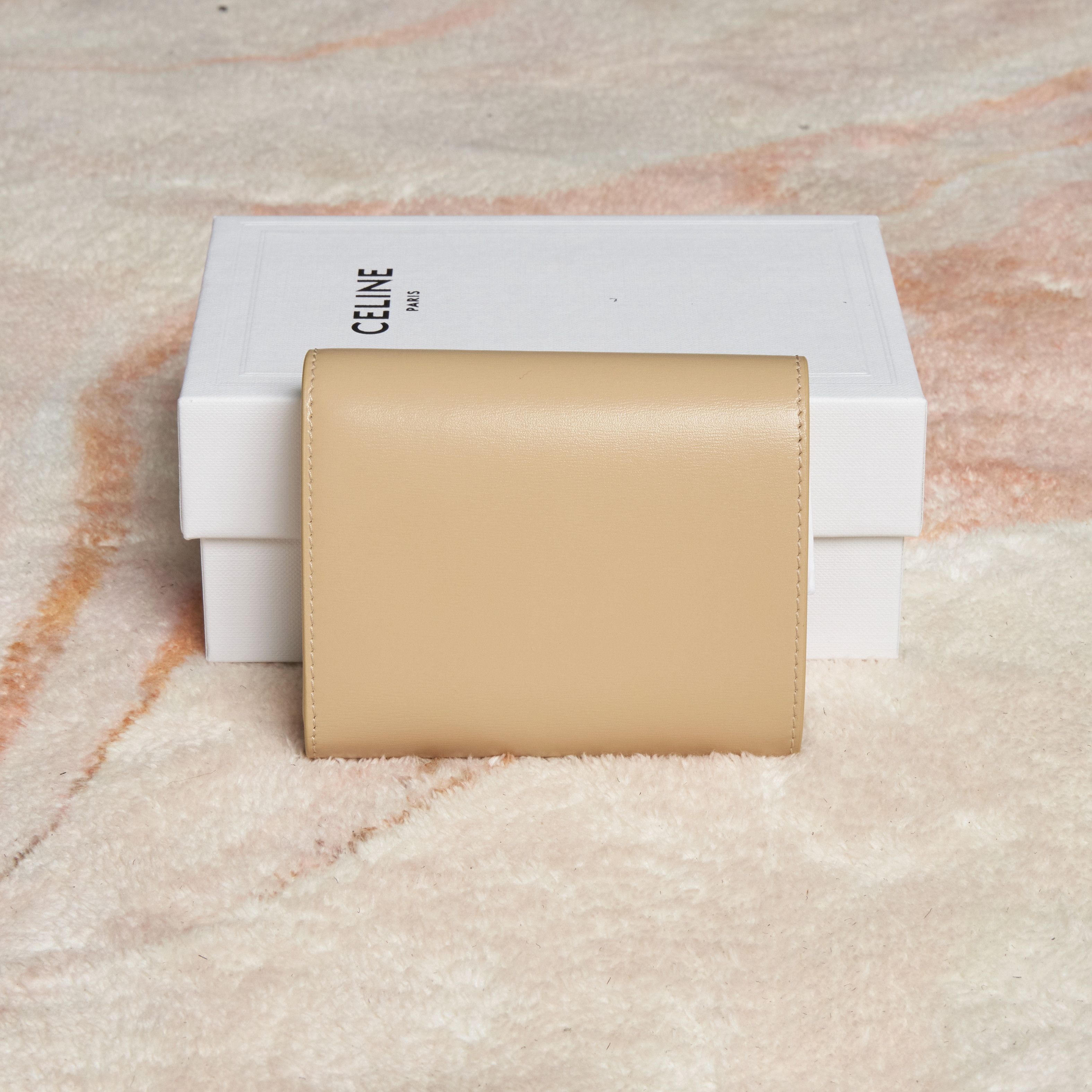 Celine CELINE Small Wallet Triomphe In Shiny Calfskin BEIGE Size ONE SIZE - 2 Thumbnail