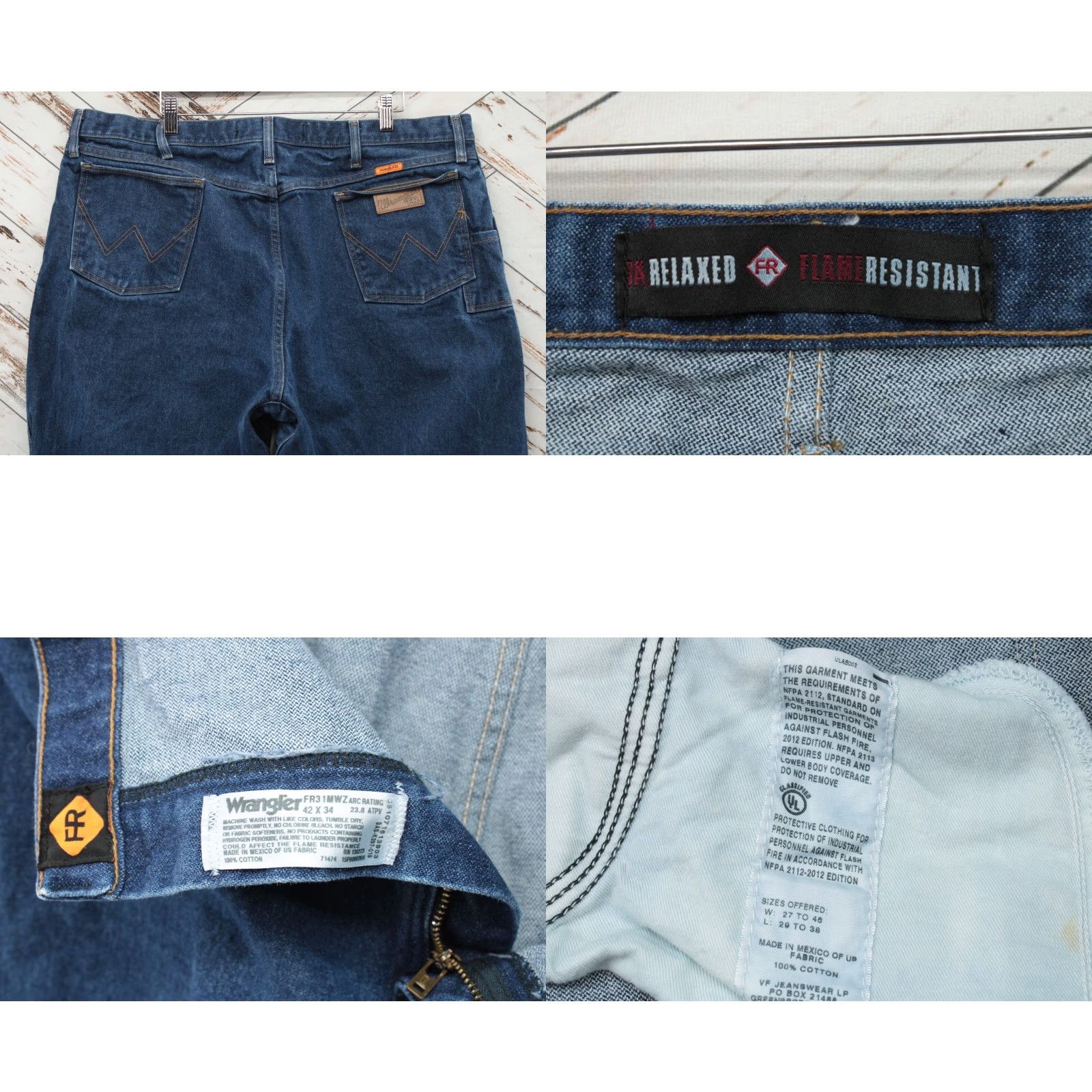 Wrangler Wrangler FR Jeans Mens 42X34 Flame Resistant Pants HRC2 Relaxed Fit Work Wear Denim Blue 5-Pocket Safety Workwear Mens Jeans FR31MWZ Size US 42 / EU 58 - 8 Thumbnail