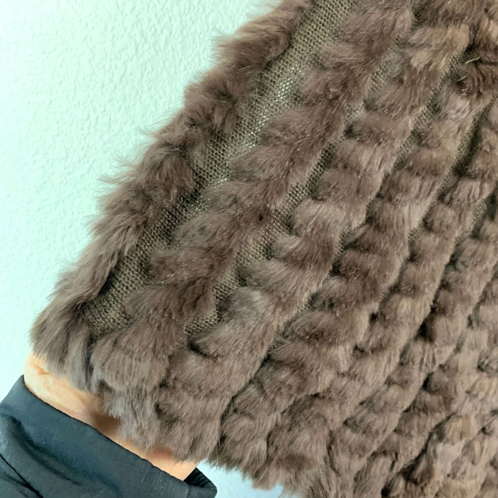 Vintage VINTAGE JcPenney Studio 512 Rabbit Fur Wool Blend Brown Soft Fluffy Poncho Jacket NWT Size ONE SIZE - 2 Thumbnail
