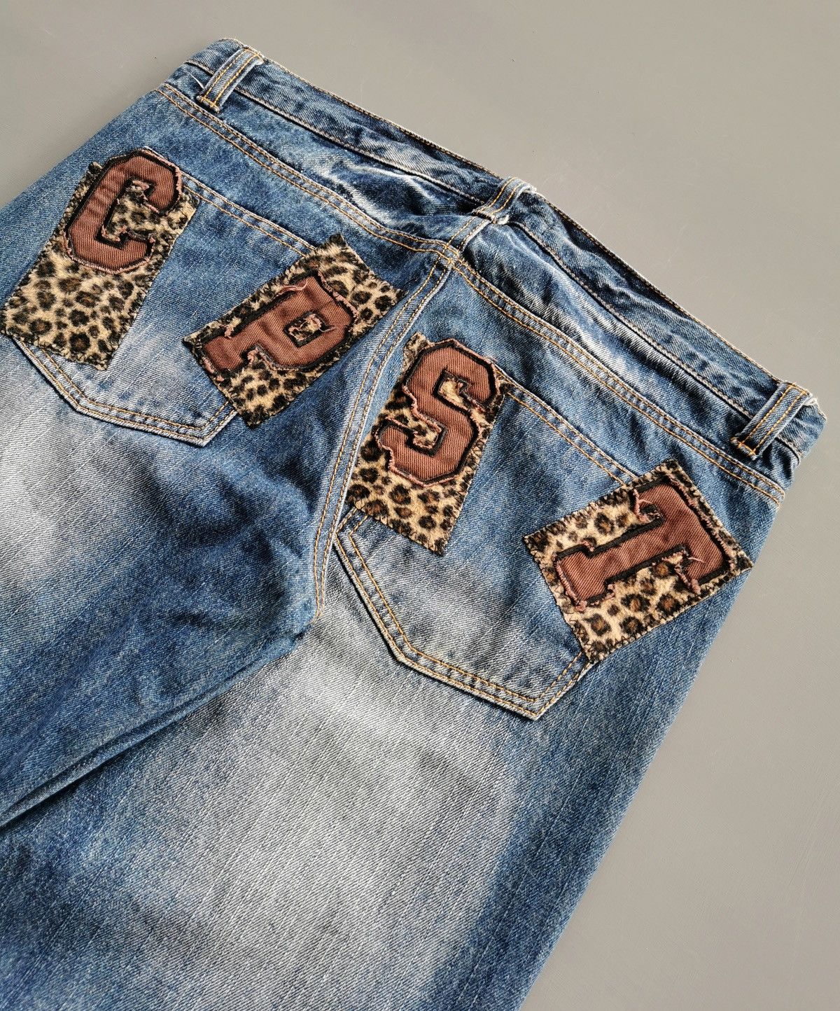Japanese Brand Chip Clip Japan CPST Leopard Distressed Patchwork Denim Jean Size US 34 / EU 50 - 1 Thumbnail