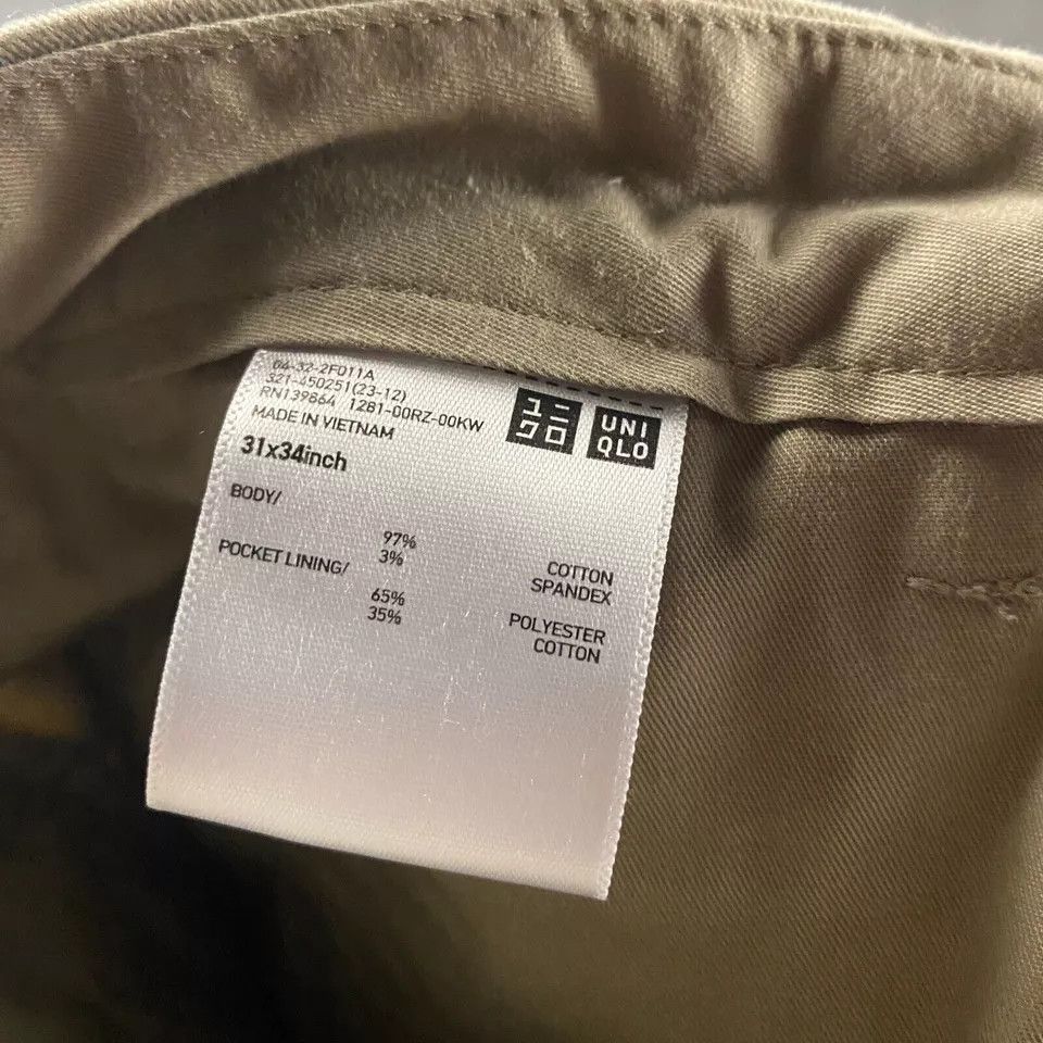 Uniqlo Uniqlo Pants Mens 31x34 Beige Chino Casual Straight Leg Size US 31 - 7 Thumbnail