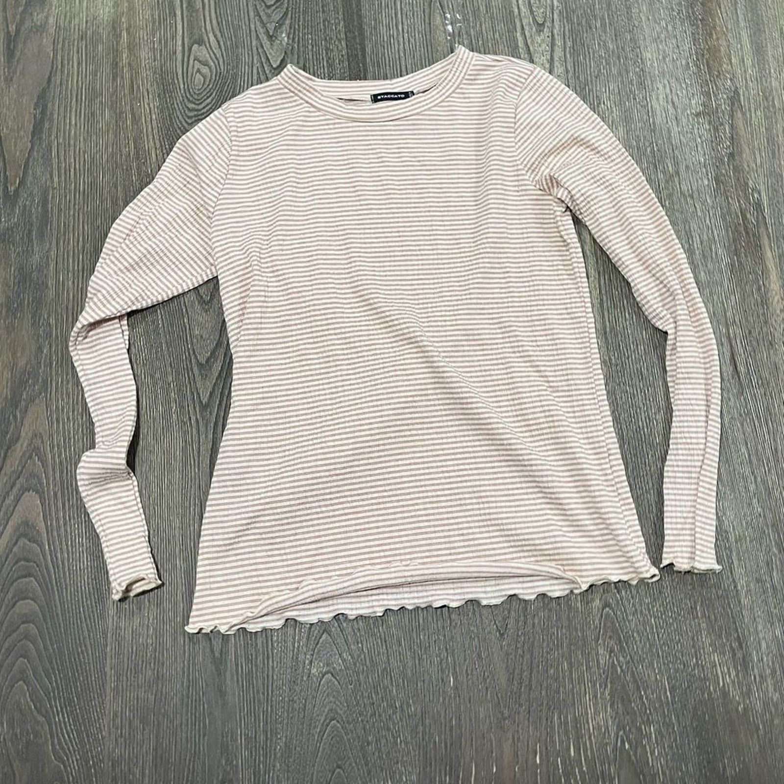 Vintage Stacatto Striped Long Sleeve T-Shirt High Neck Ribbed-Knit S Size S / US 4 / IT 40 - 1 Thumbnail