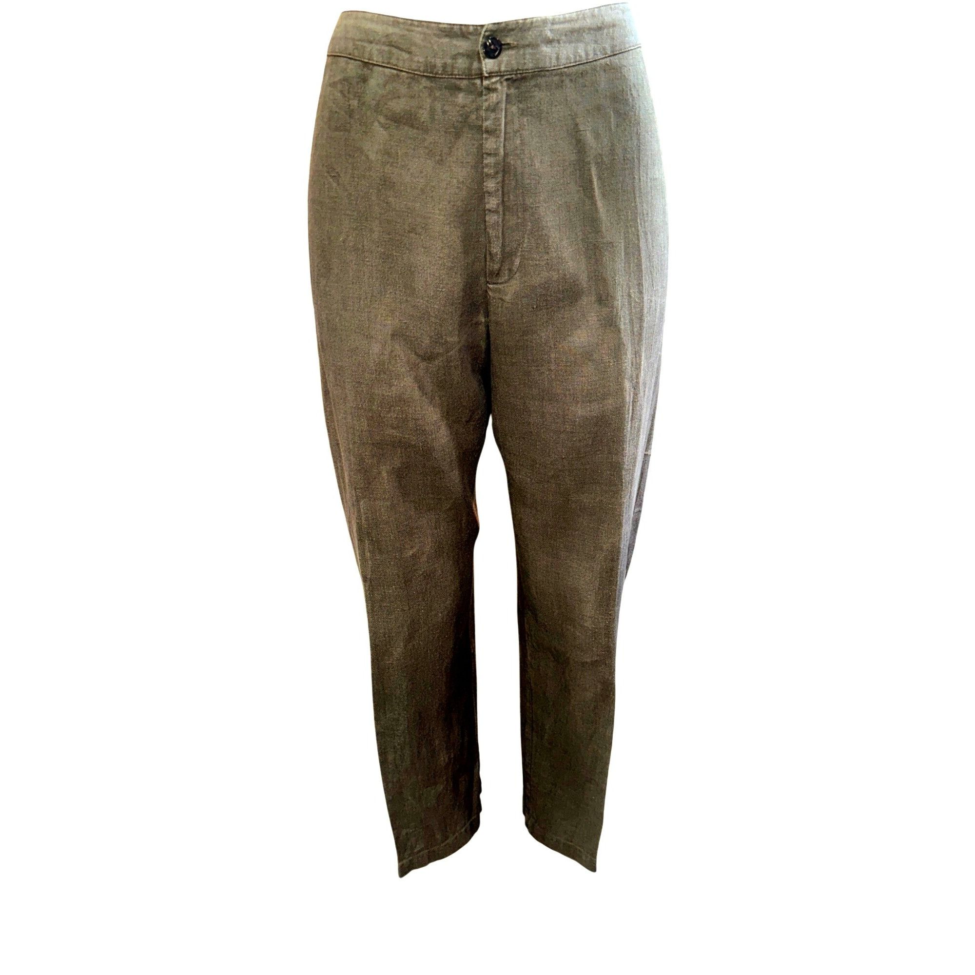Chicos Chicos Design Vintage Linen Pants Olive Green Straight Leg H Size 26" / US 2 / IT 38 - 7 Thumbnail
