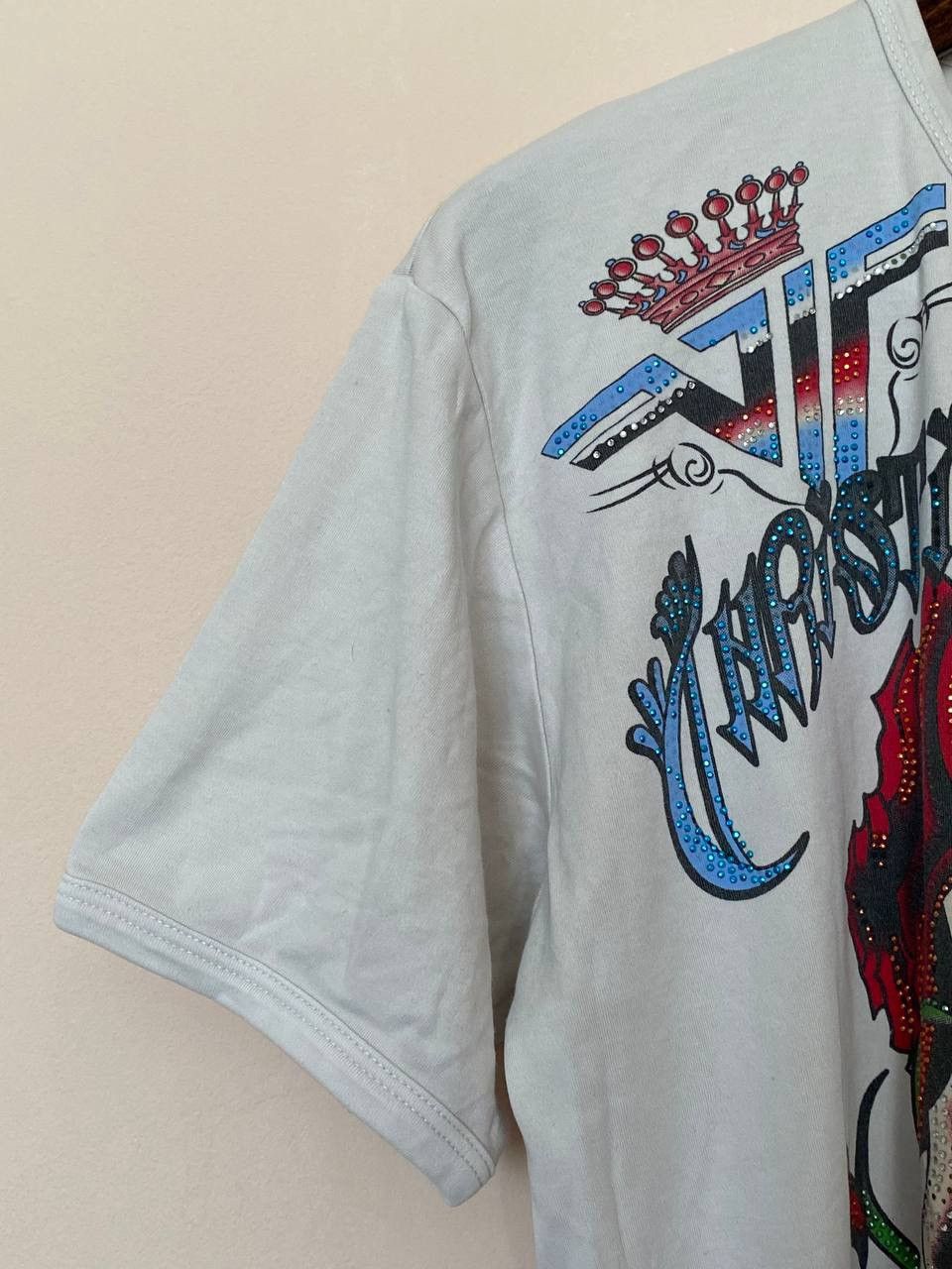 Christian Audigier Vintage Rare Christian Audigier Ed Hardy White Skull Rose Size US XXL / EU 58 / 5 - 5 Thumbnail