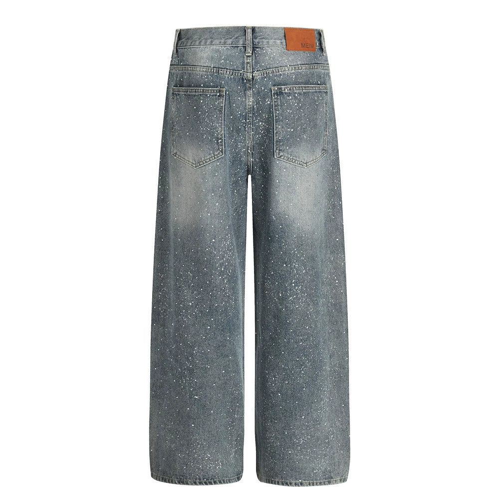 Jean Men's vintage hot-drilled washed distressed jeans Size US 32 / EU 48 - 2 Thumbnail