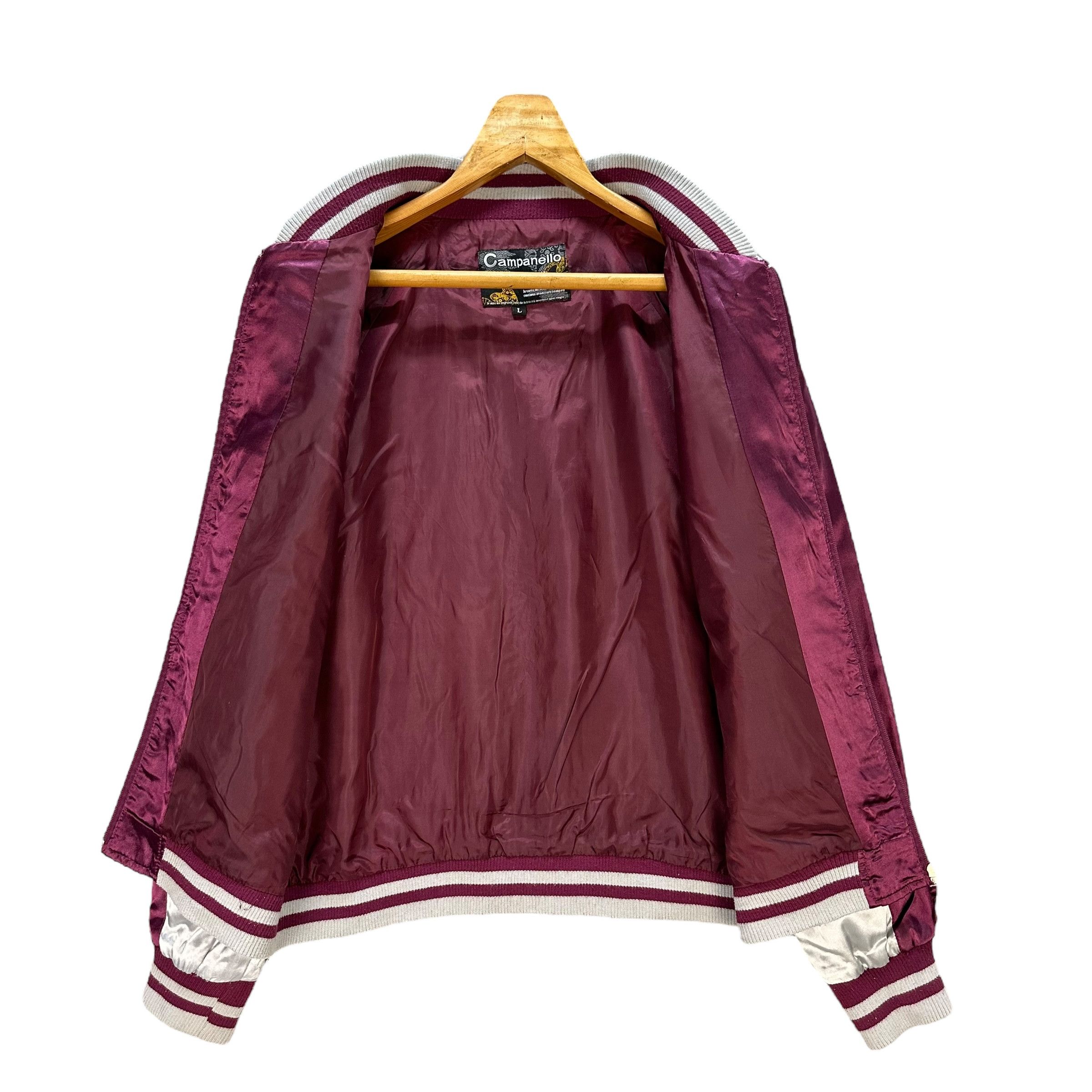 Japanese Brand CAMPANELLO Magenta Satin Sukajan Bomber Jacket #A39-0884 Size US L / EU 52-54 / 3 - 7 Thumbnail