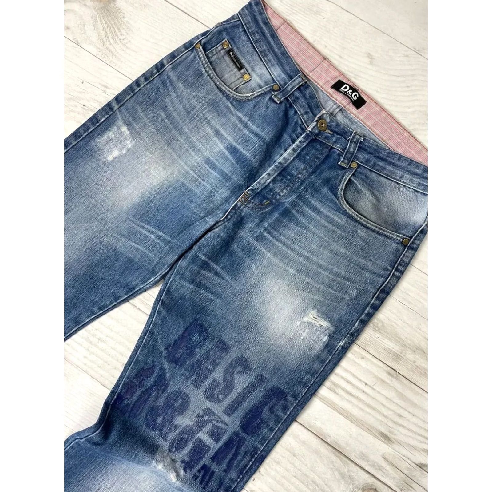 Dolce & Gabbana VINTAGE Dolce&Gabbana Jeans Denim Baggy Distressed Y2K Men Size 33 Blue Demin Jeans Distressed 33 31in 40cm 78cm Men Jeans Blue Dolce&Gabbana Size US 33 - 3 Thumbnail