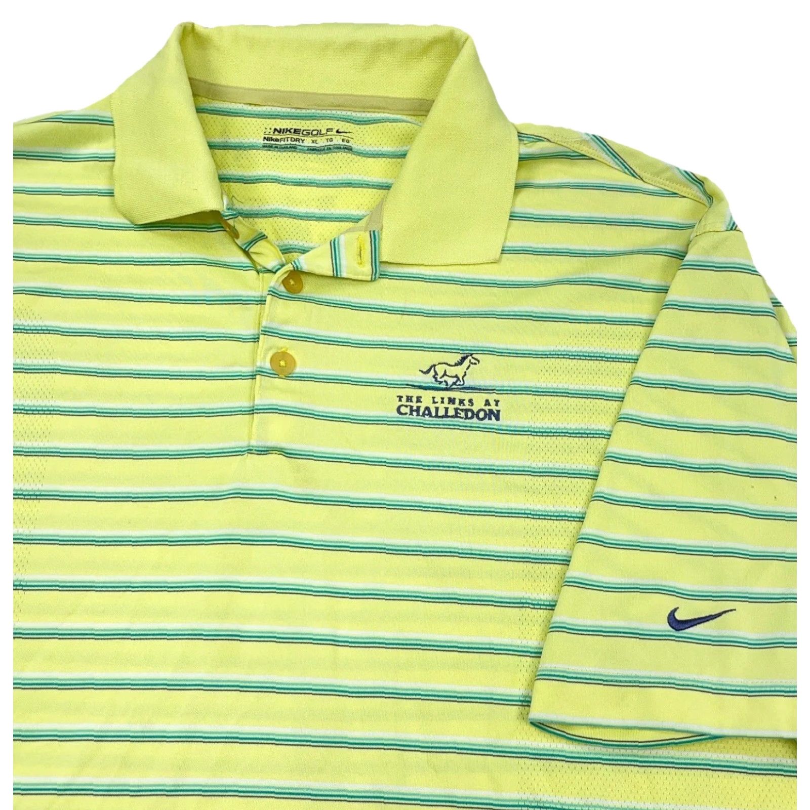 Nike Nike Polo Shirt Men XL Yellow Striped Dri-Fit Performance The Links Challedon Size US XL / EU 56 / 4 - 2 Thumbnail