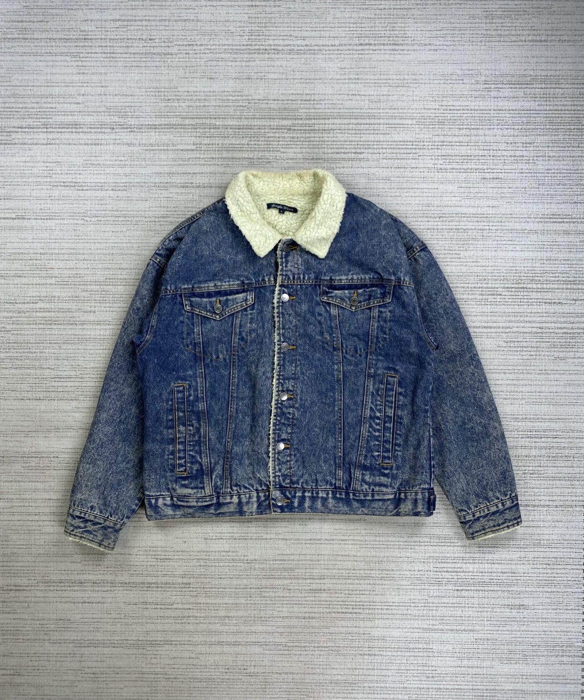 Pre-owned Issey Miyake Jungle Storm Denim Blue Multipocket Sherpa Denim Jacket