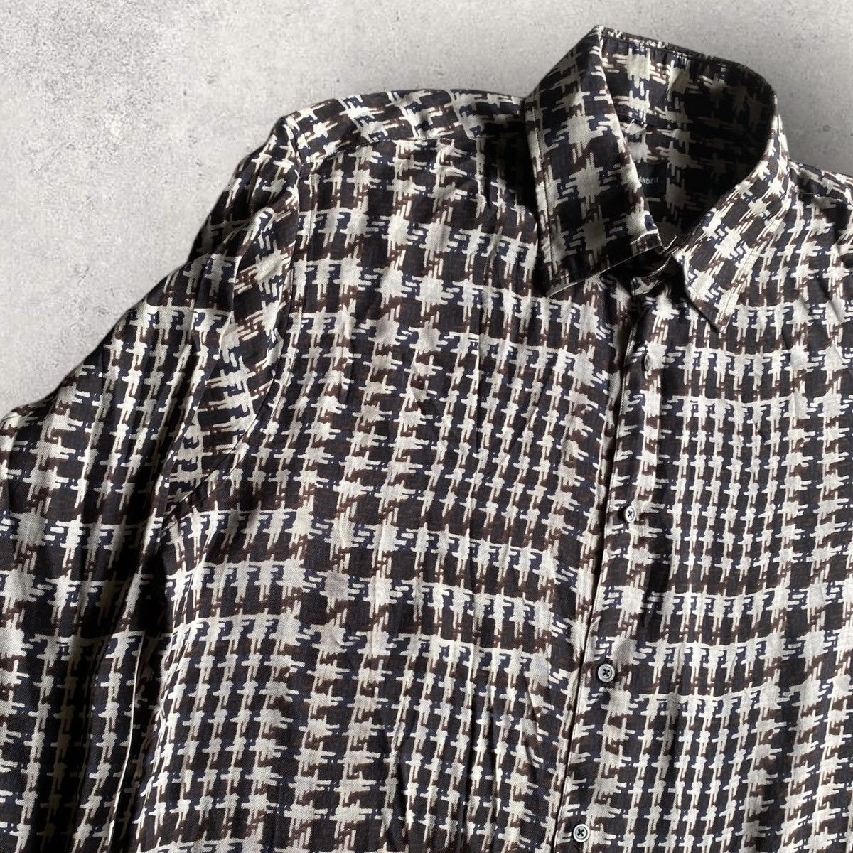 Jil Sander Jil Sander Silk Houndstooth Print Shirt Size US M / EU 48-50 / 2 - 2 Thumbnail