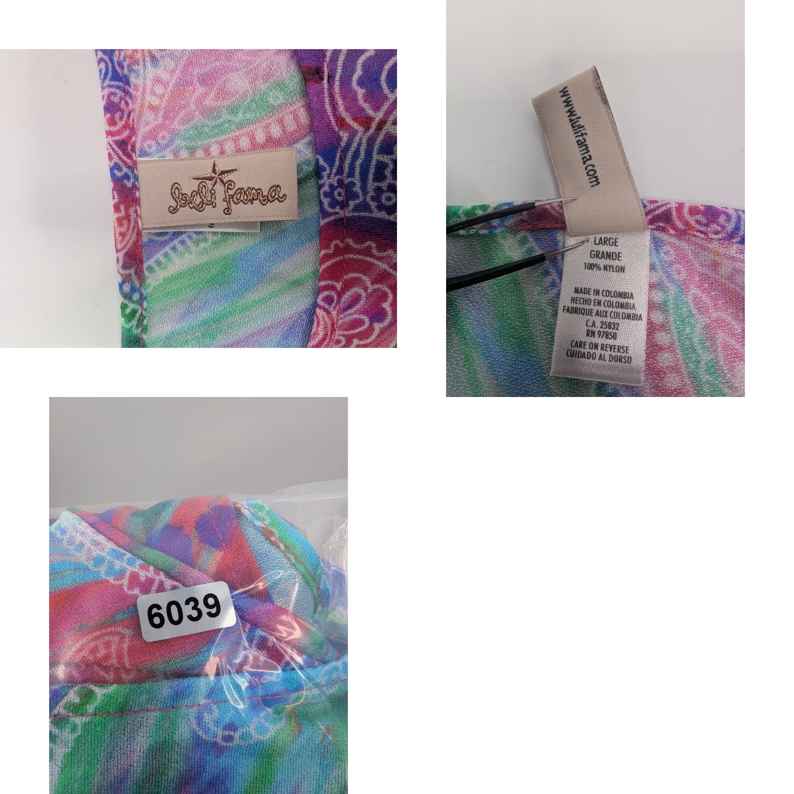 Vintage Luli Fama Cover Up Dress Kimono Boat Neck Shocking Paisley Swim Beach Large Size L / US 10 / IT 46 - 8 Thumbnail