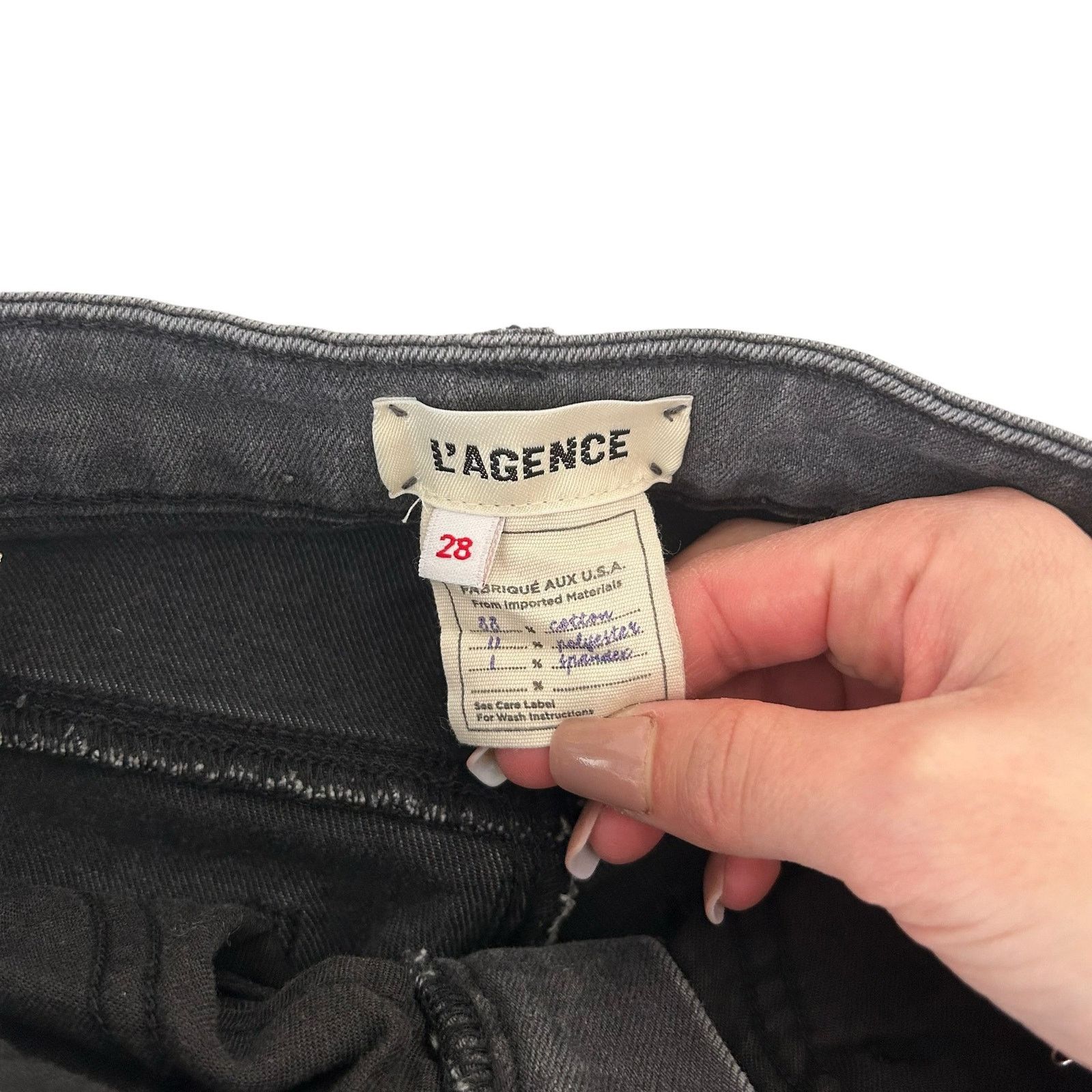 L'AGENCE L'Agence Gray High Line Distressed Skinny Jeans Raw Hem 28 Size 28" / US 6 / IT 42 - 2 Thumbnail