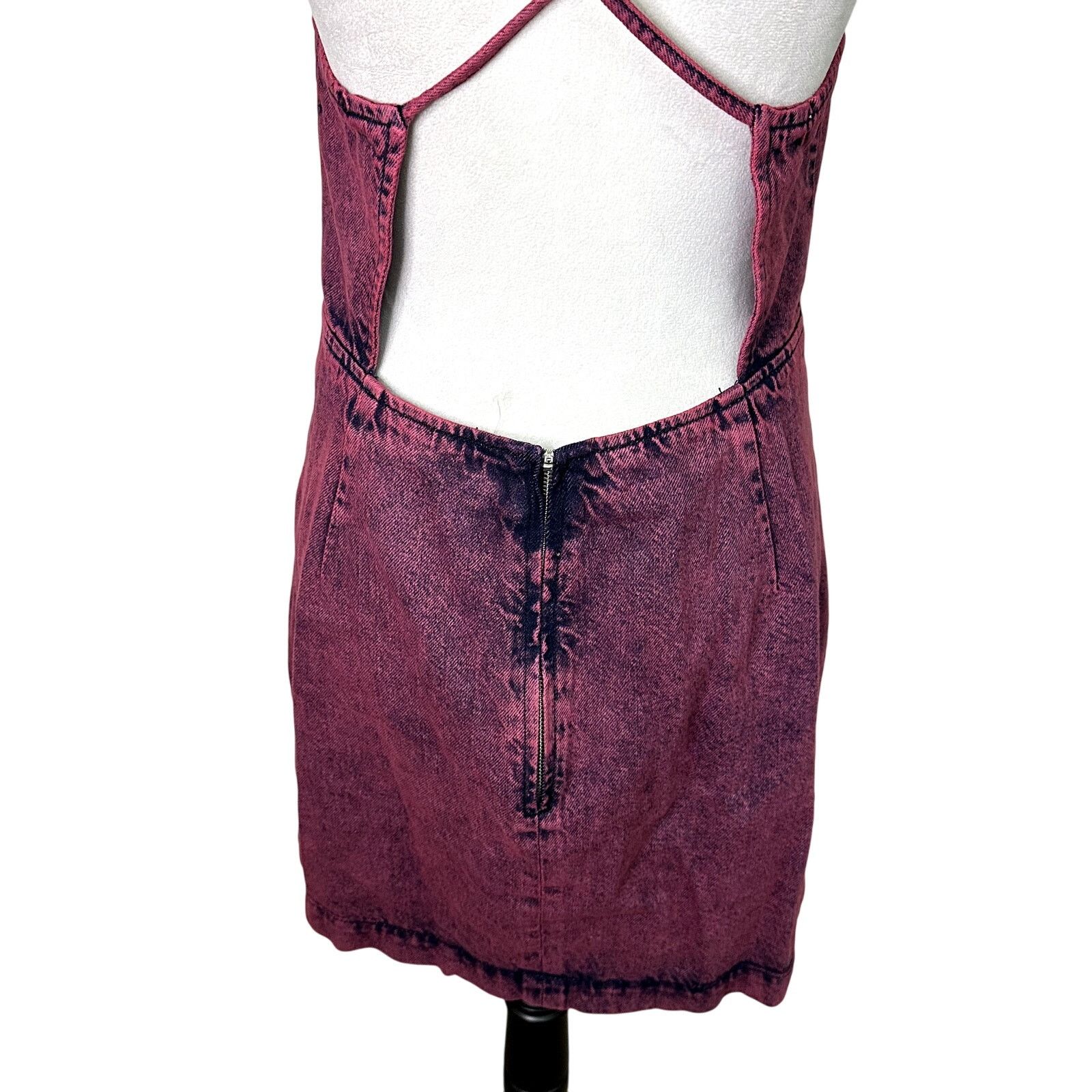 Topshop Topshop Mini Denim Dress Over Dye Square Neckline Pink W 8 Size M / US 6-8 / IT 42-44 - 7 Thumbnail