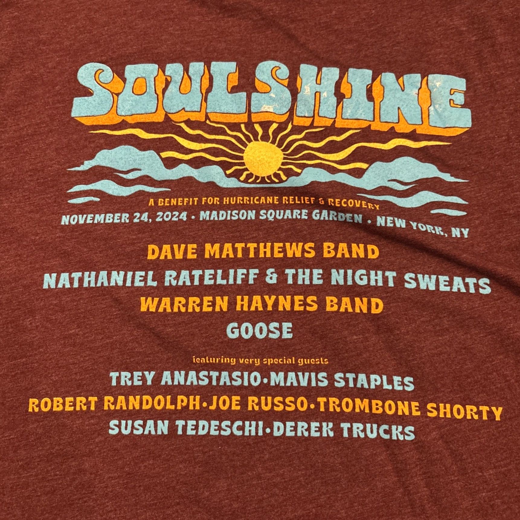Next Level 2024 SOULSHINE Concert T-Shirt Adult Small Red Dave Matthews Band Goose Phish Mens Size US S / EU 44-46 / 1 - 5 Thumbnail