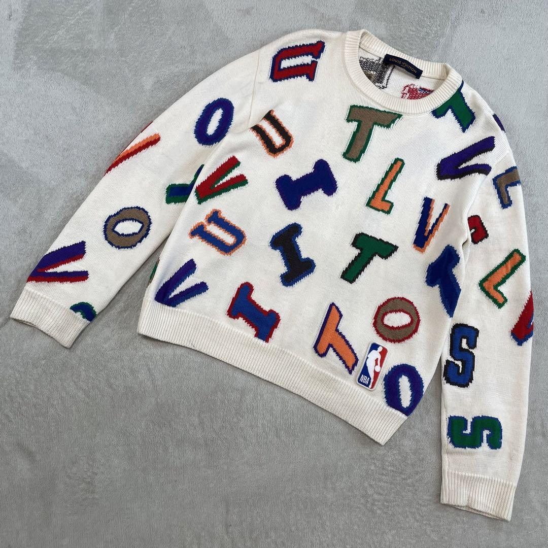 LV X NBA Letters Crewneck Sweater, Men's Fashion, Tops & Sets