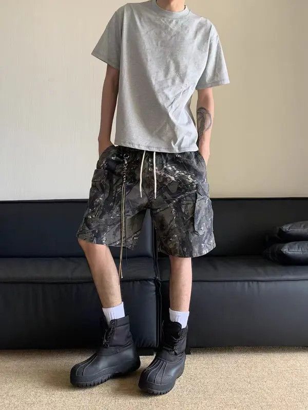 Vintage VIBE Camouflage Retro Twig Design Work Shorts Size US 32 / EU 48 - 4 Thumbnail