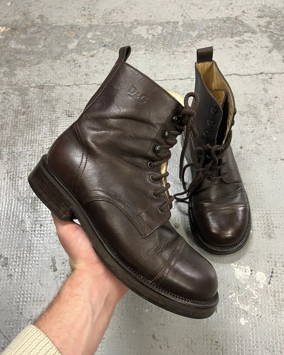 Dolce & Gabbana 2000s Dolce & Gabbana Brown Leather Combat Boots Size US 7.5 / EU 40-41 - 1 Thumbnail