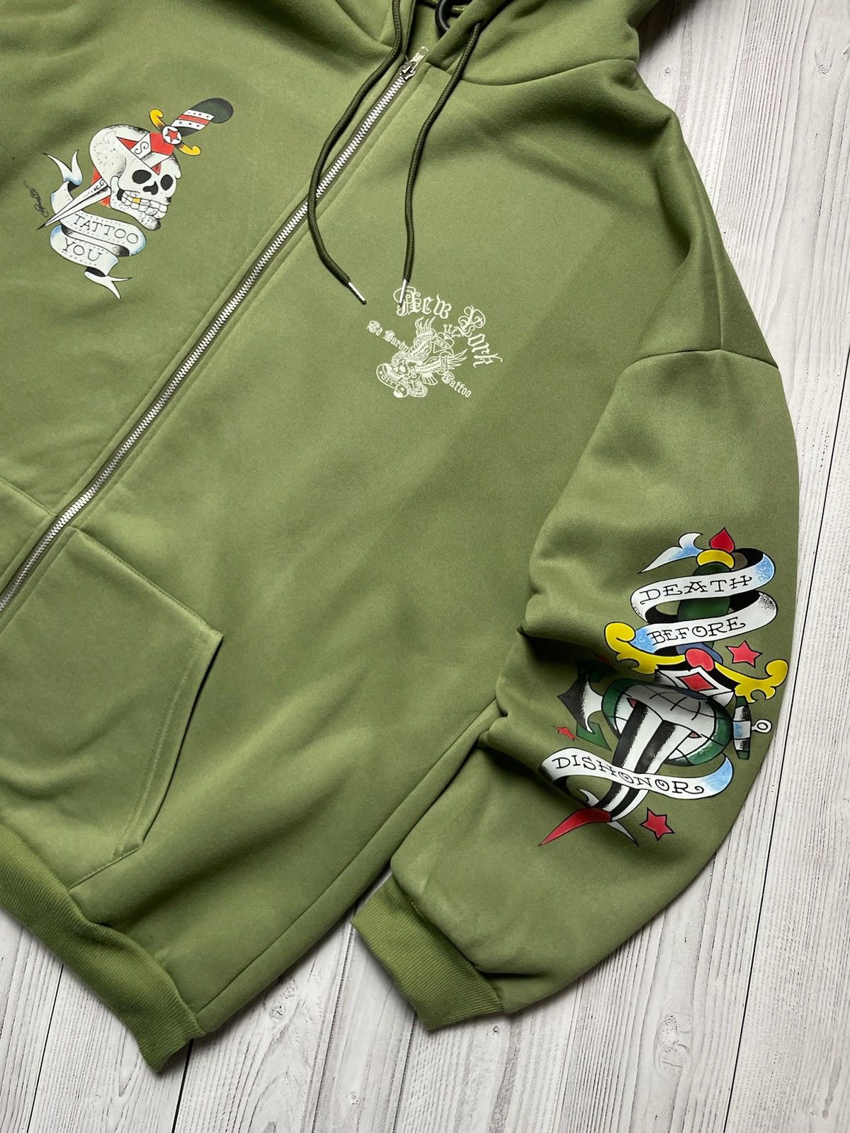 Ed Hardy × Vintage Vintage Ed Hardy green hoodie size XL logo Size US XL / EU 56 / 4 - 3 Thumbnail