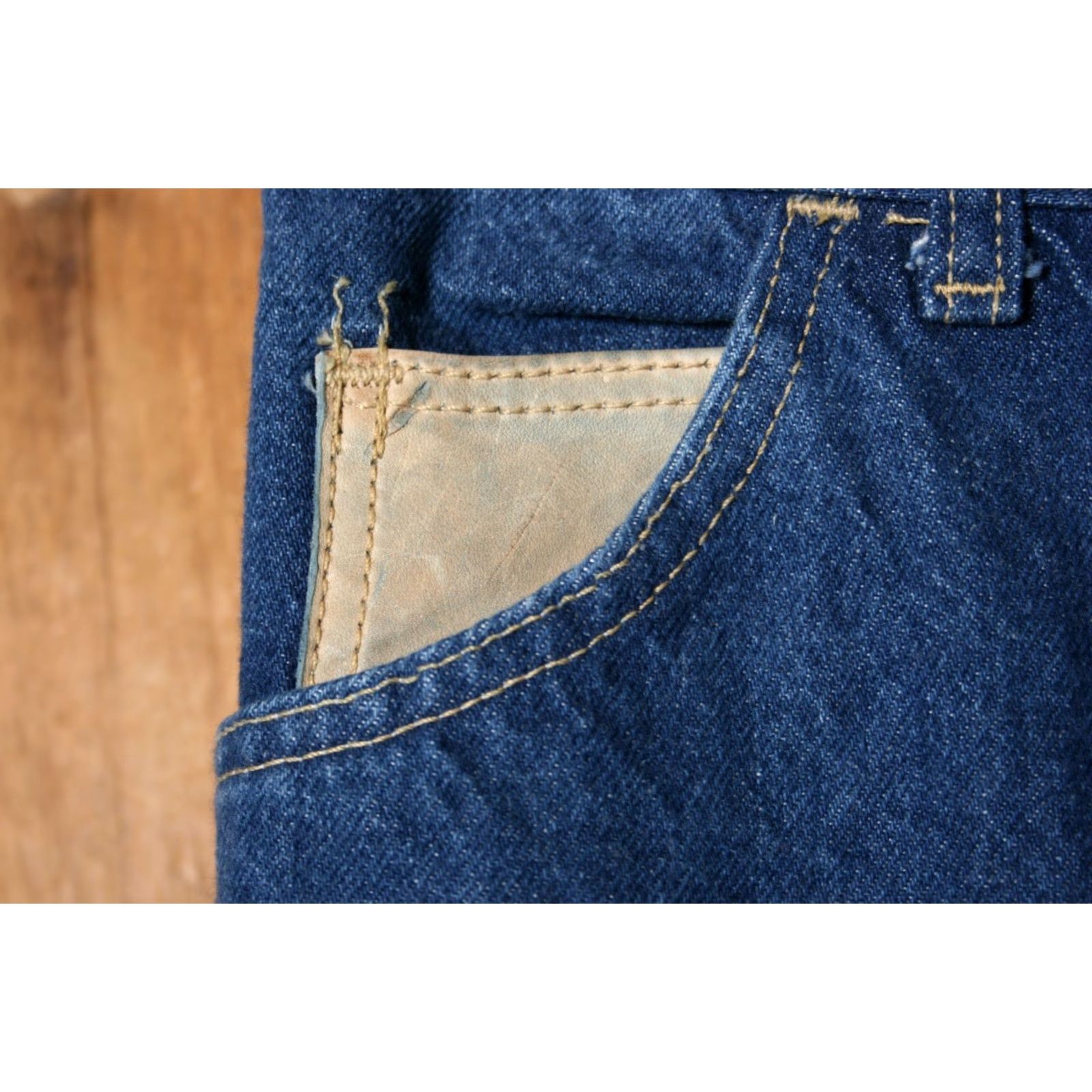 Vintage VINTAGE Sasson Jeans Main Selling Point Leather Trim Sz. 33x34 Blue Denim Cotton Leather 80s Men Leathernecks Tapered Inseam 34 Rise 11.5 Gift? Size US 30 / EU 46 - 3 Thumbnail