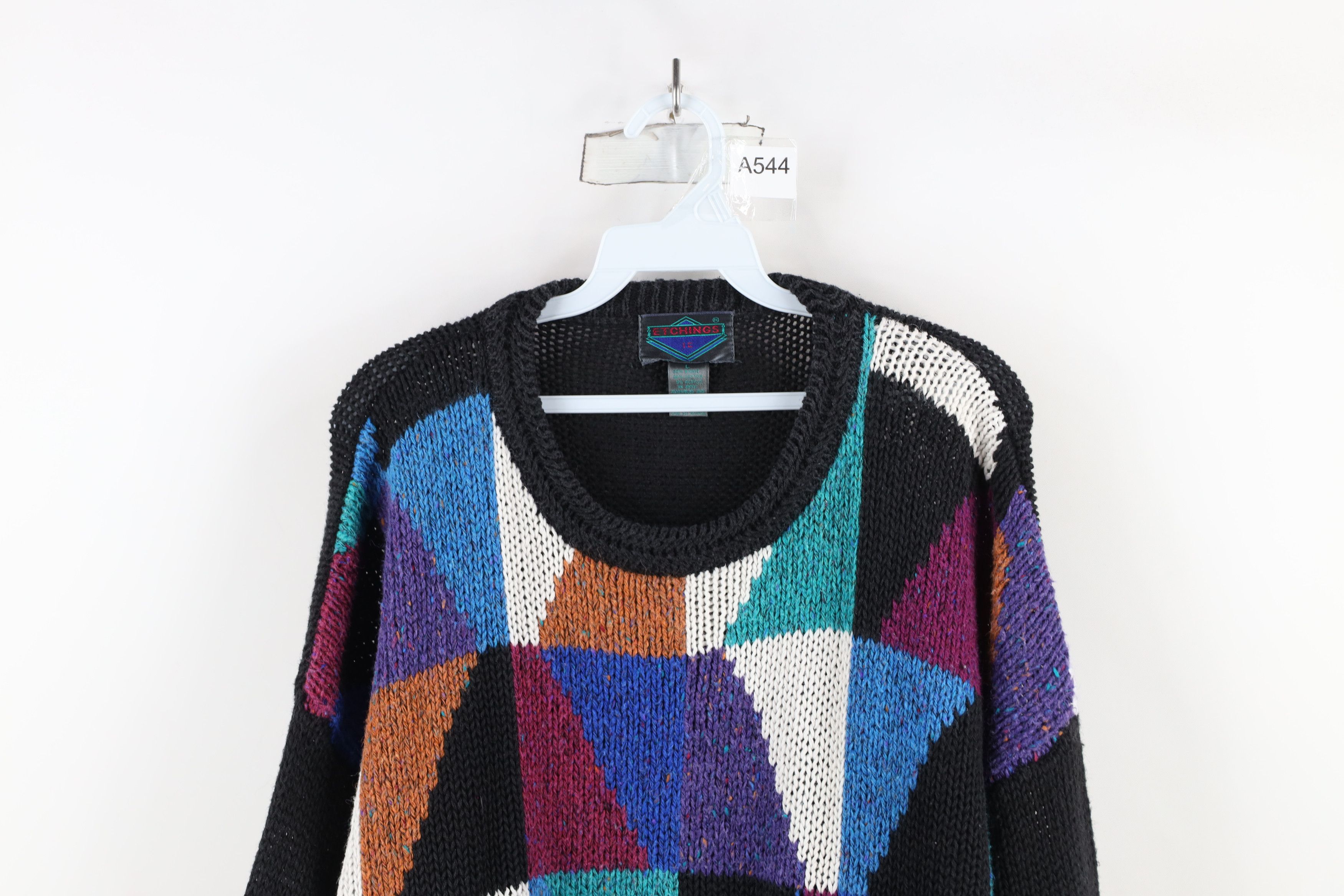 Vintage Vintage 90s Coogi Rainbow Checkered Marled Knit Sweater Size US L / EU 52-54 / 3 - 2 Thumbnail