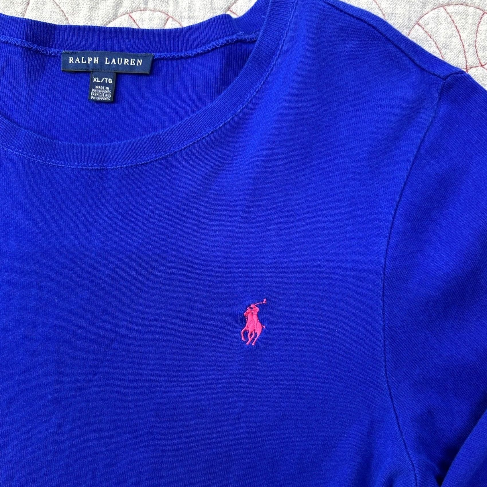 Ralph Lauren Ralph Lauren Top Blue Long Sleeve Crew Neck Pony Logo / Womens XL Size XL / US 12-14 / IT 48-50 - 2 Thumbnail