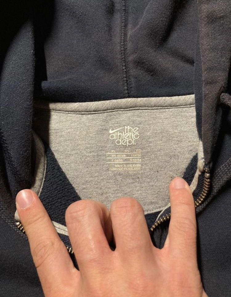 Nike × Vintage ⛩️Vintage Nike Zip Hoodie Navy Black Y2K baggy sun faded boxy Size US XL / EU 56 / 4 - 3 Thumbnail