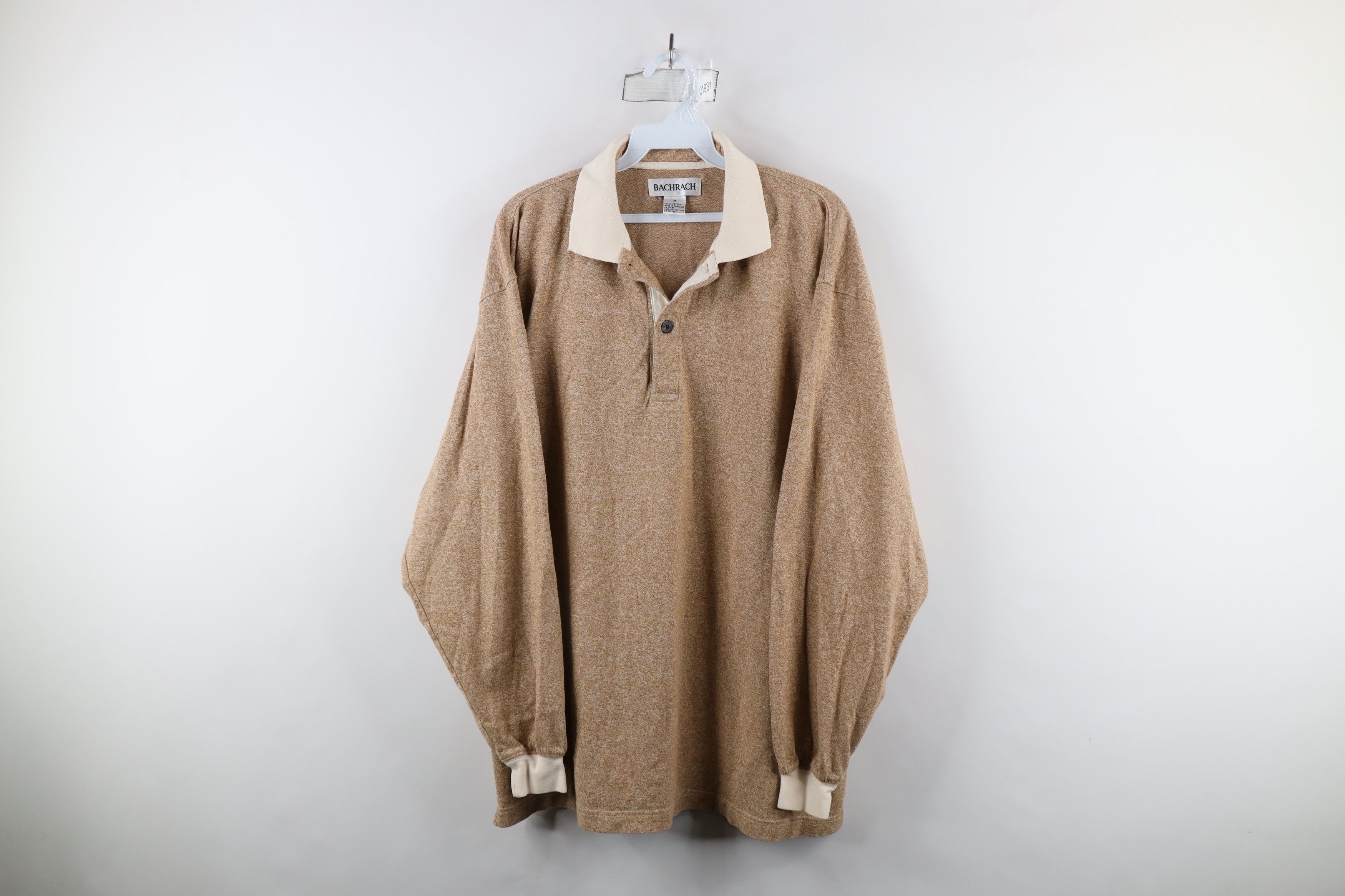 Vintage Vintage 90s Streetwear Long Sleeve Rugby Polo Shirt Beige Size US M / EU 48-50 / 2 - 1 Thumbnail