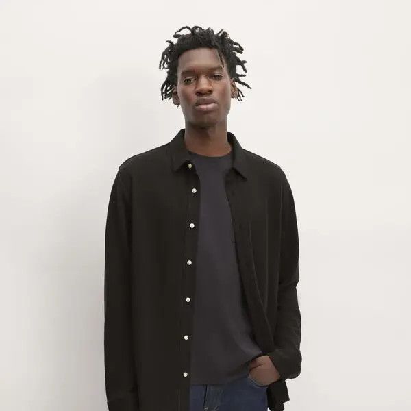 Everlane Everlane Pique Button Down Shirt - Black L Size US L / EU 52-54 / 3 - 1 Thumbnail