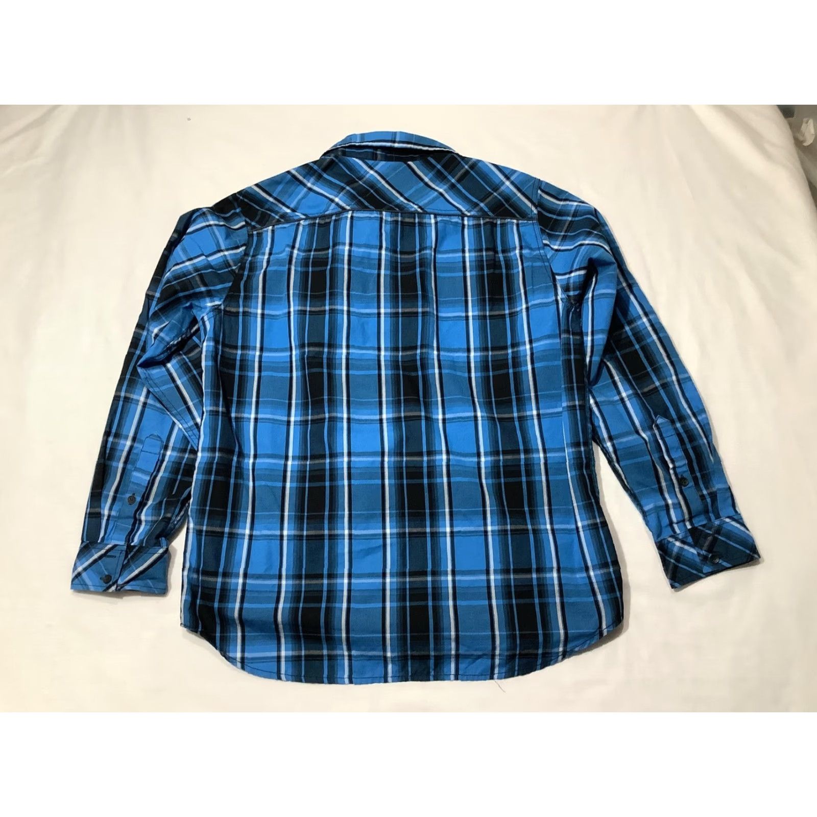 Toy Machine Machine Shirt Mens Large Blue Black Plaid Button Up Western Pearl Snap Pockets Size US L / EU 52-54 / 3 - 6 Thumbnail