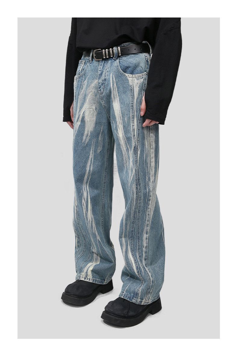 Japanese Brand × Jean Japanese retro tie-dye washed loose casual jeans Size US 34 / EU 50 - 3 Thumbnail