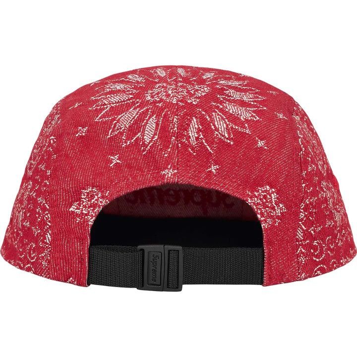 Supreme Bandana Jacquard Denim Camp Cap Red Size ONE SIZE - 5 Thumbnail