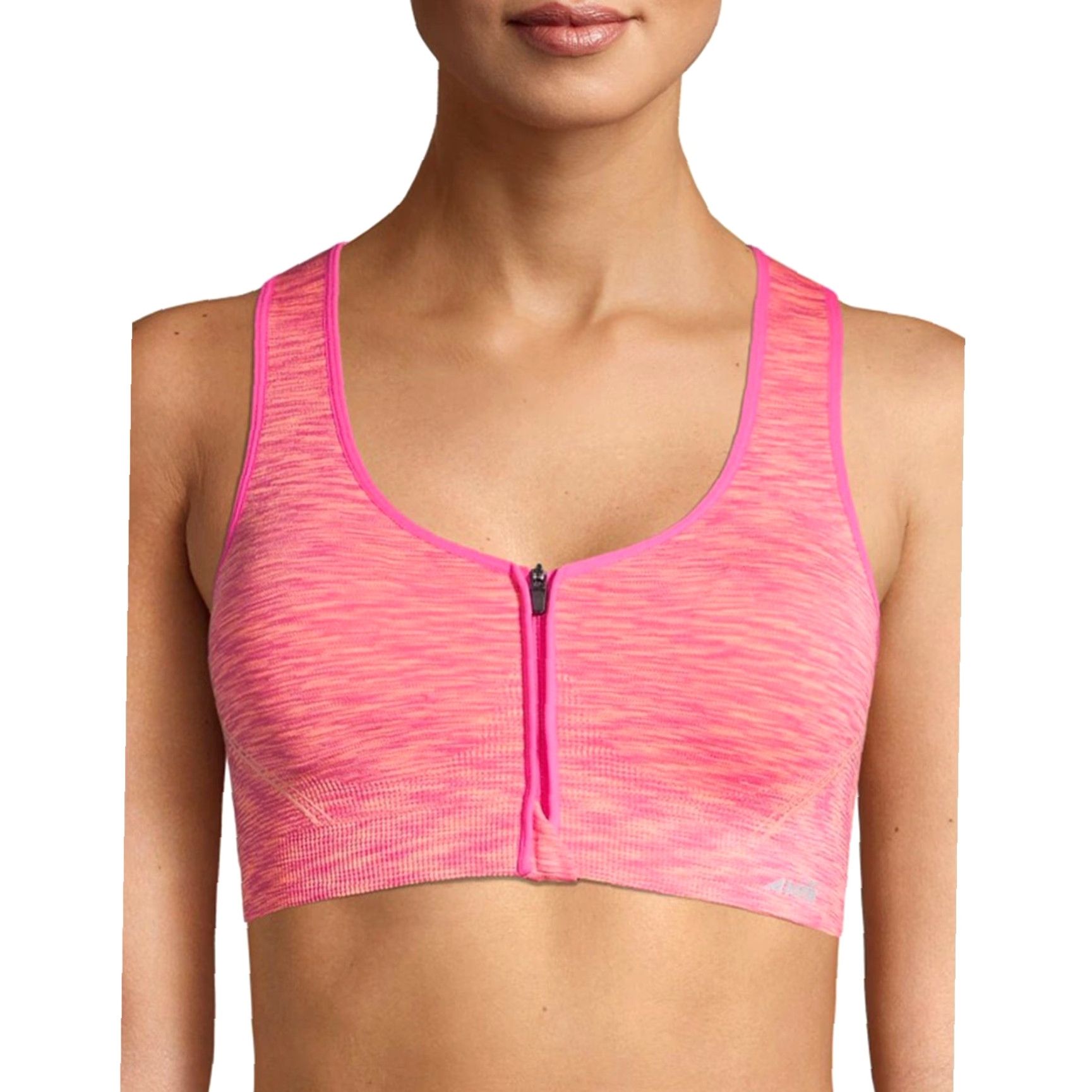 Avia Avia Women's Seamless Zip Front Sports Bra S Pink Padded Cups Full Coverage Medium Support Racerback Size ONE SIZE - 4 Thumbnail
