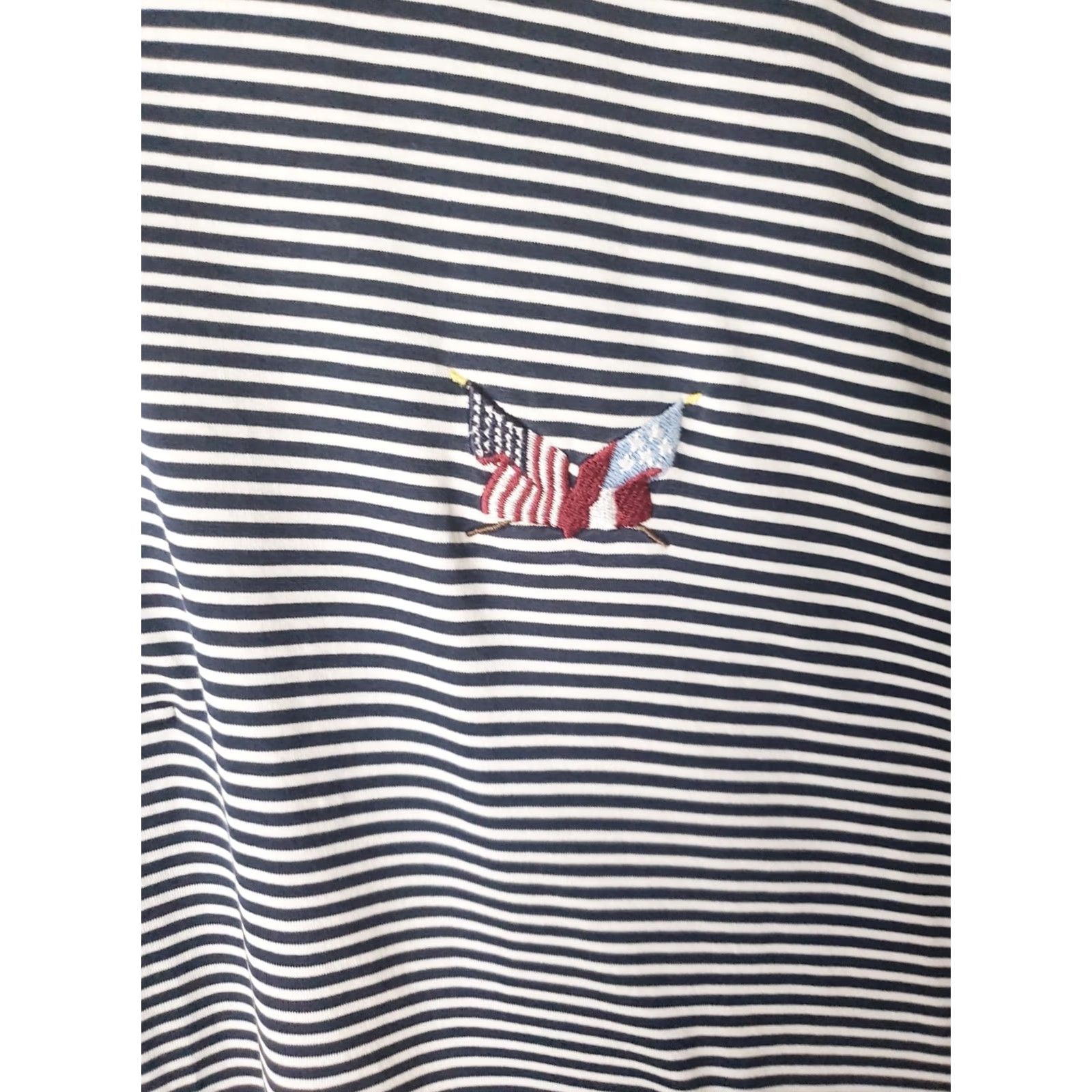 Vintage VINTAGE Fairway & Greene Men's Polo Shirt Blue White Striped Golf American Flags L Regular Adults Mens Size US L / EU 52-54 / 3 - 4 Thumbnail