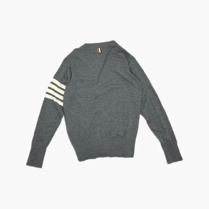 Thom Browne Thom Browne Classic Grey V-Neck Cardigan -2507 Size US M / EU 48-50 / 2 - 1 Thumbnail