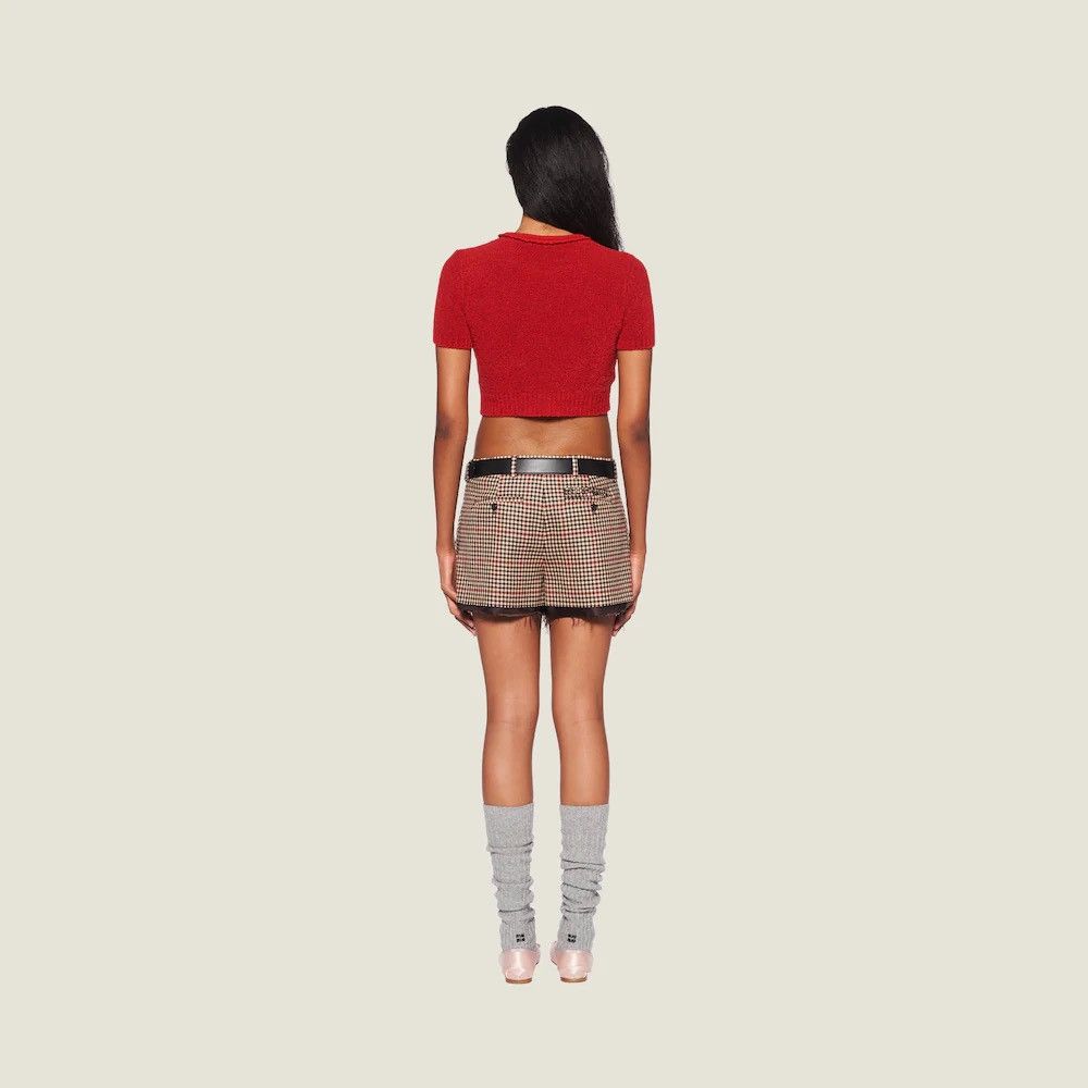 Miu Miu MIU MIU Red Knit Pull Over Short Sleeve Wool Sweater Top Size XS / US 0-2 / IT 36-38 - 5 Thumbnail
