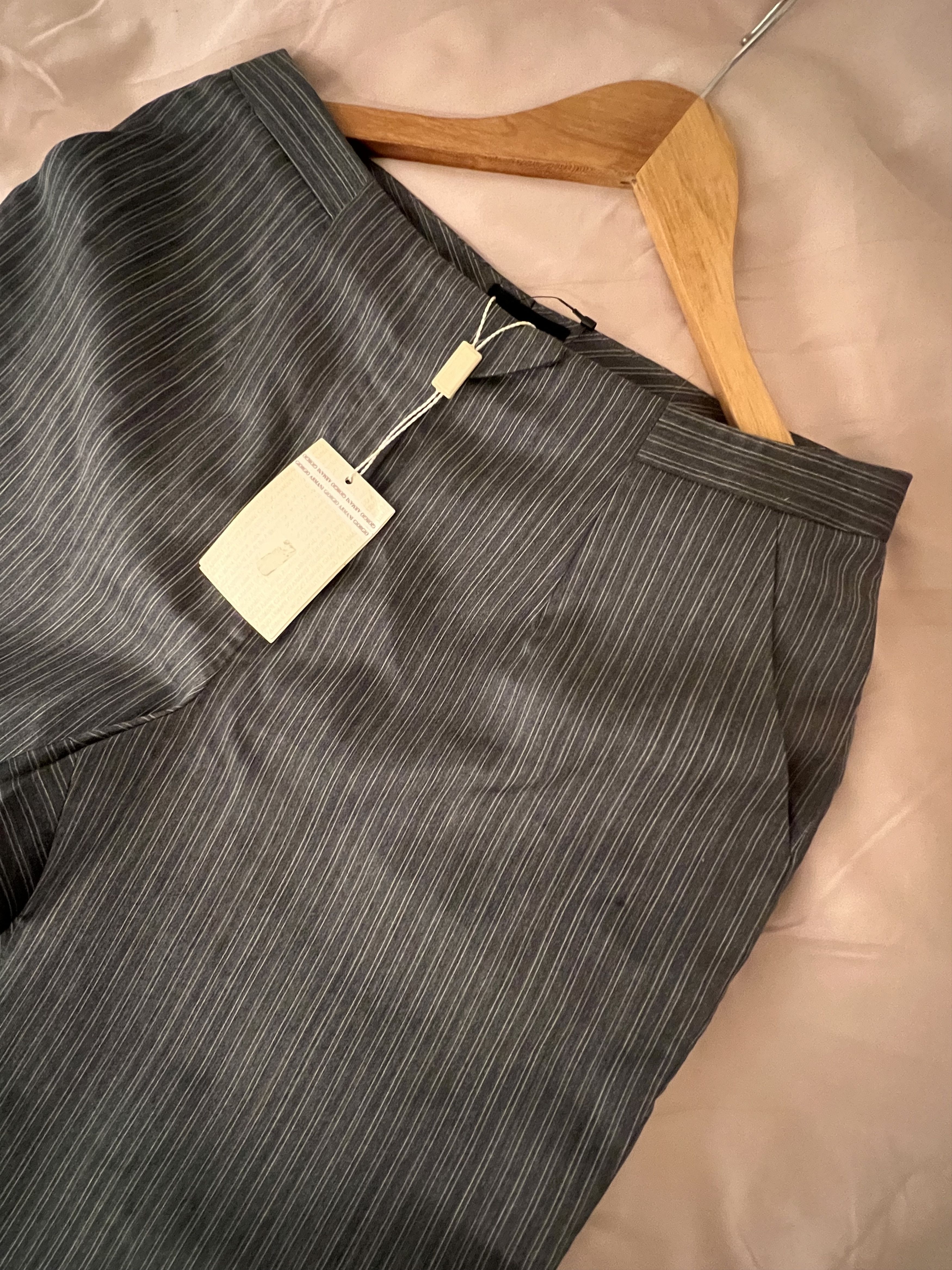 Giorgio Armani Vintage Giorgio Armani Silk Pinstripe Trousers Size 46S - 3 Thumbnail