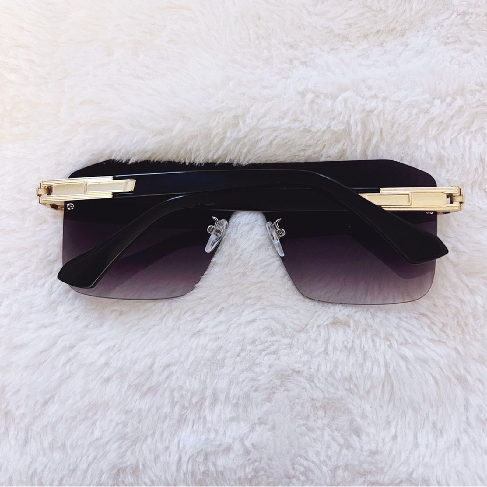 Other Sadie Black Oversized Rimless Flat-Top Sunglasses Size ONE SIZE - 12 Thumbnail