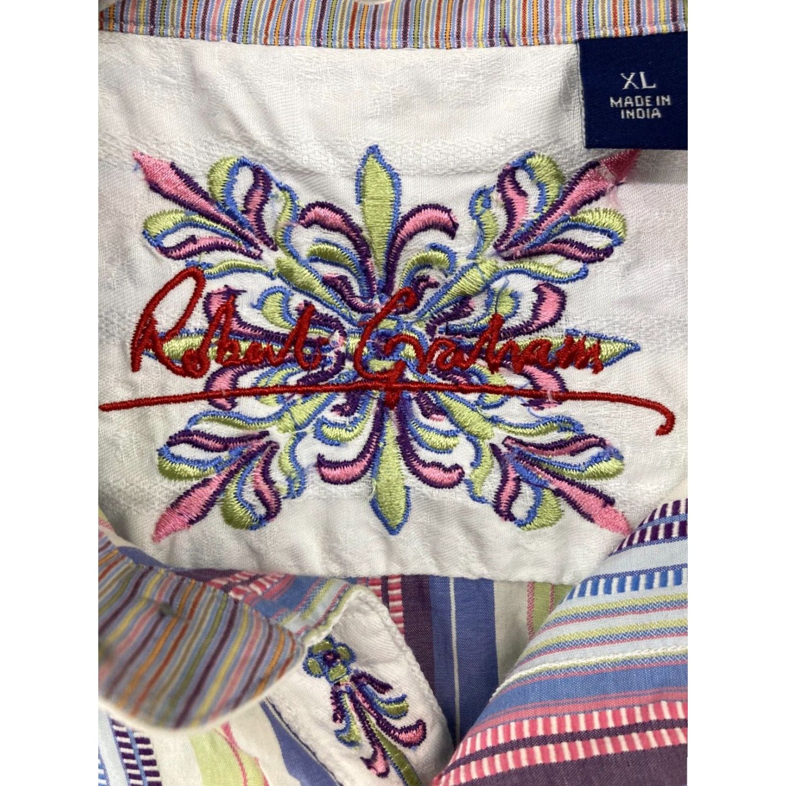 Robert Graham Robert Graham Shirt XL Multicolor Striped Western Button-Up Long Sleeve Mens Size US XL / EU 56 / 4 - 6 Thumbnail