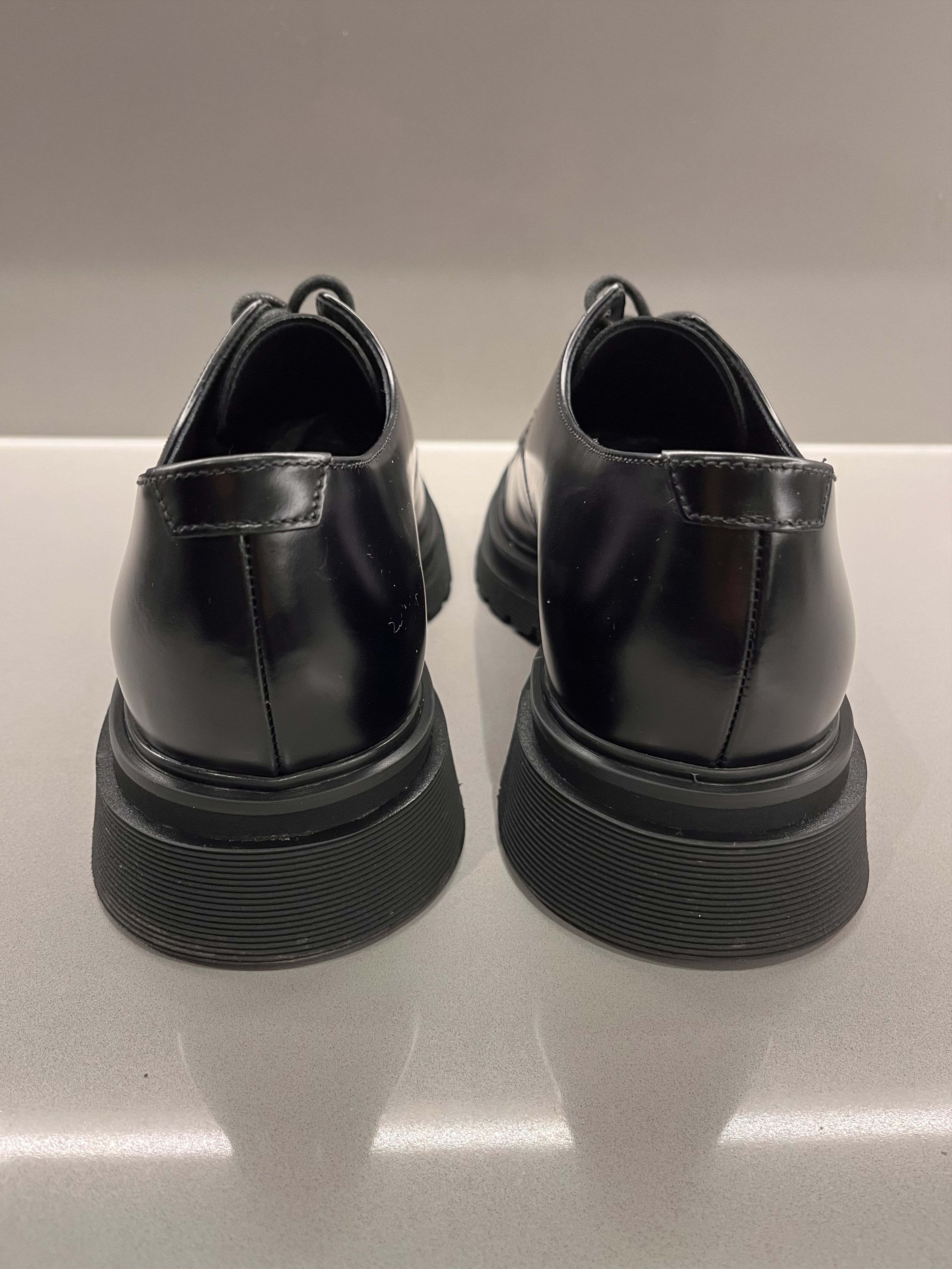 Prada 2EE306 Black Leather Chunky Derby Shoes Size US 9.5 / EU 42-43 - 4 Thumbnail