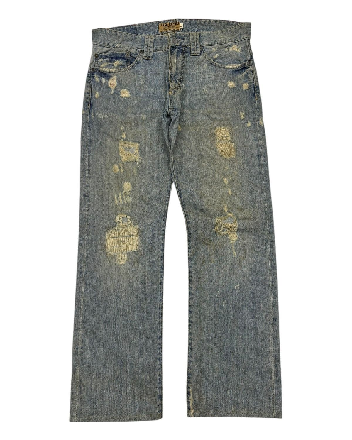 If Six Was Nine × Japanese Brand × Le Grande Bleu (L.G.B.) VINTAGE FATIGUES FLASH REPORT RIPPED DENIM JEANS Size US 34 / EU 50 - 7 Thumbnail