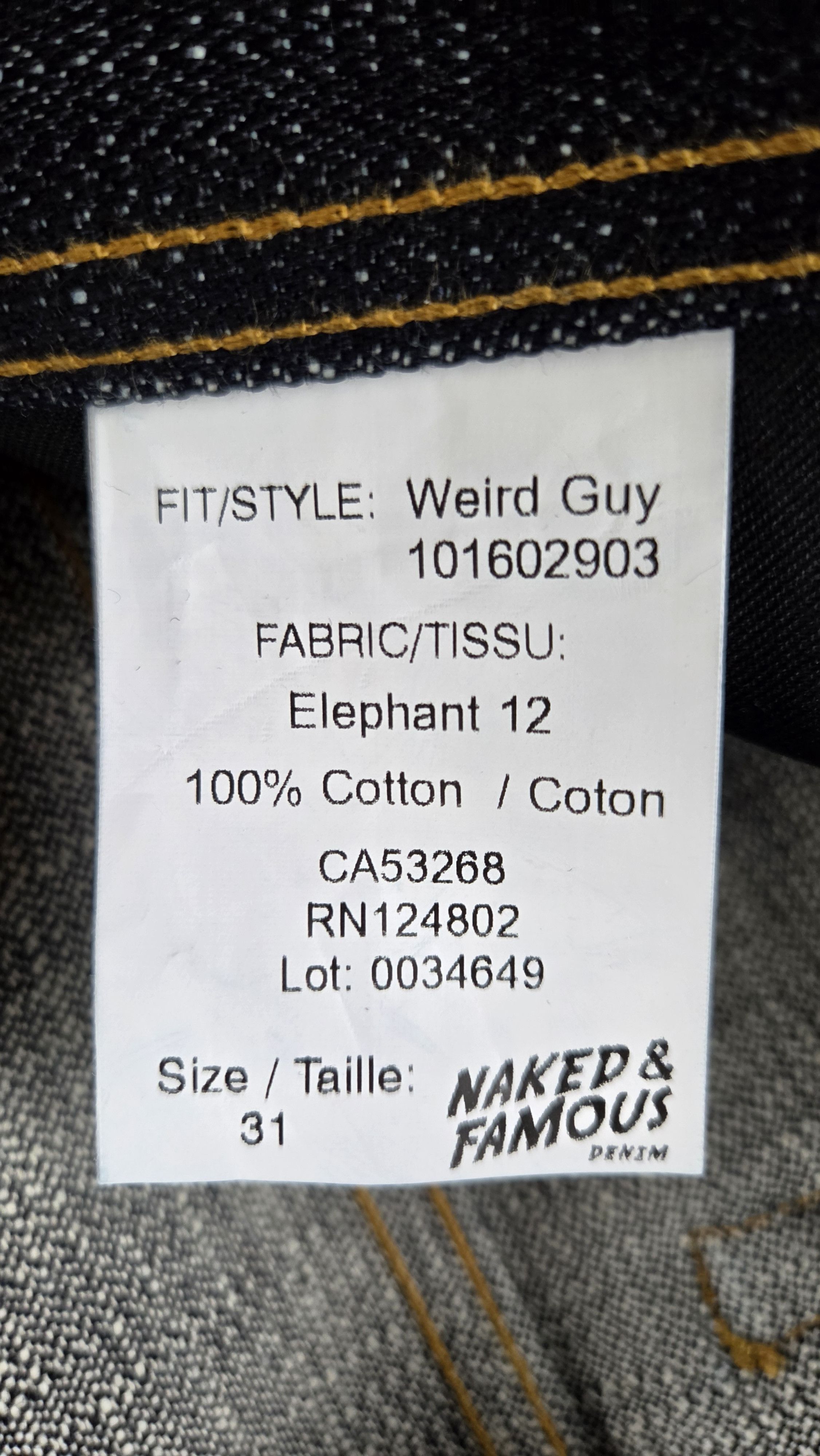 Naked & Famous Elephant 12, 20oz. Broken twill Size US 31 - 4 Thumbnail