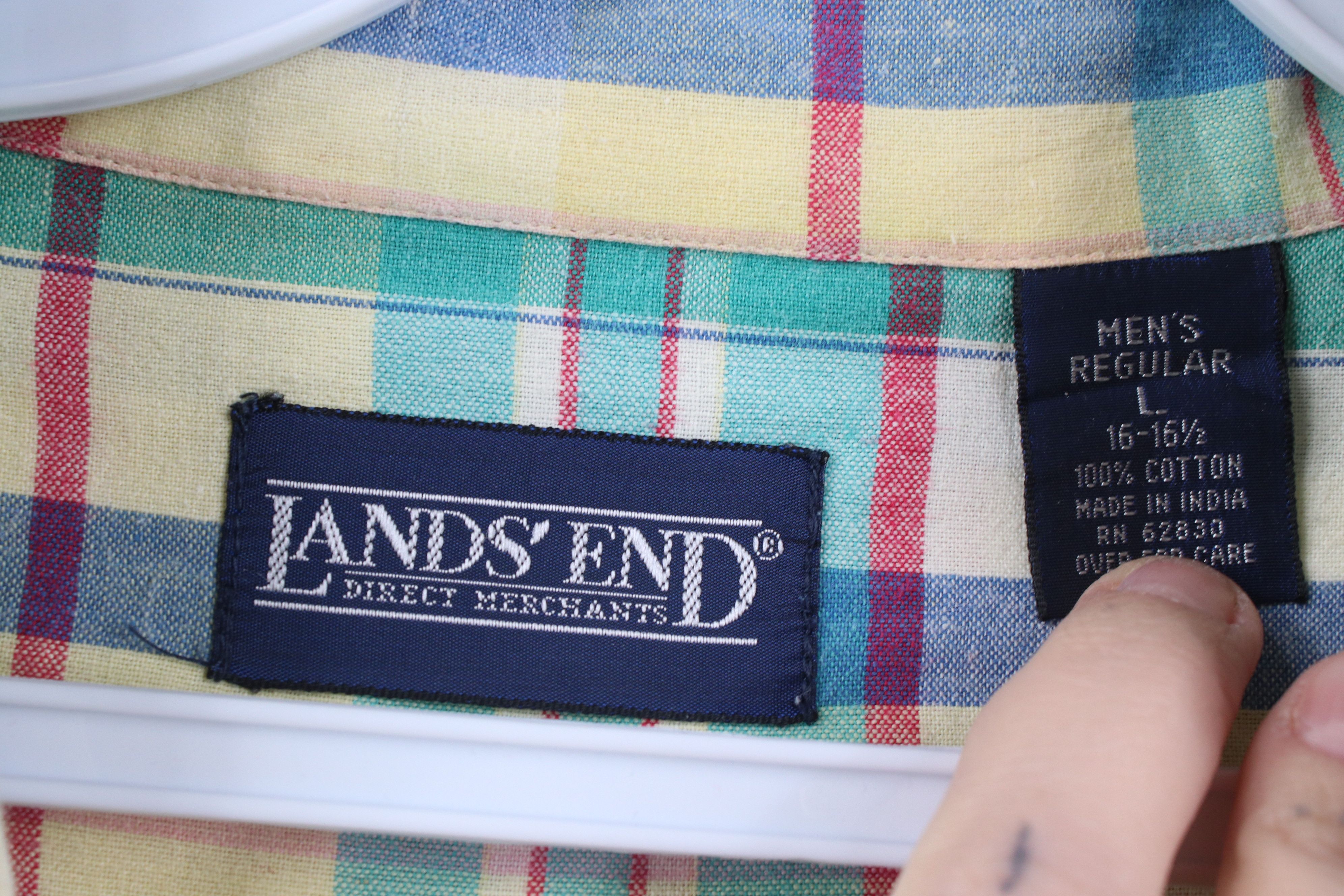 Lands' End Vintage 90s Lands End Plaid Short Sleeve Button Down Shirt Size US L / EU 52-54 / 3 - 6 Thumbnail