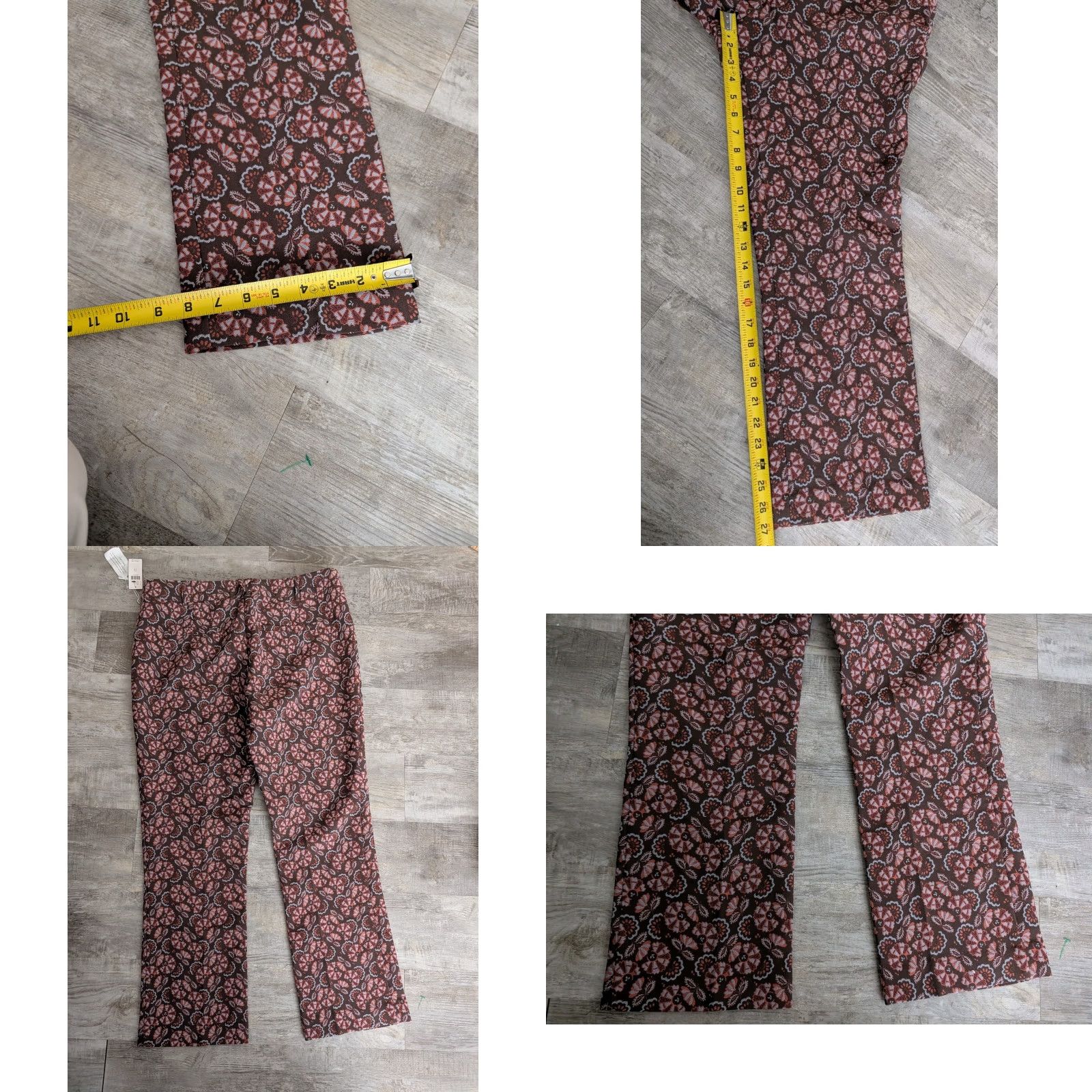 Anthropologie NWT Anthropologie The Essential Slim Paisley Jacquard Pant Size 14 Brown Motif Women Pants Size 36" / US 14 / IT 50 - 10 Thumbnail