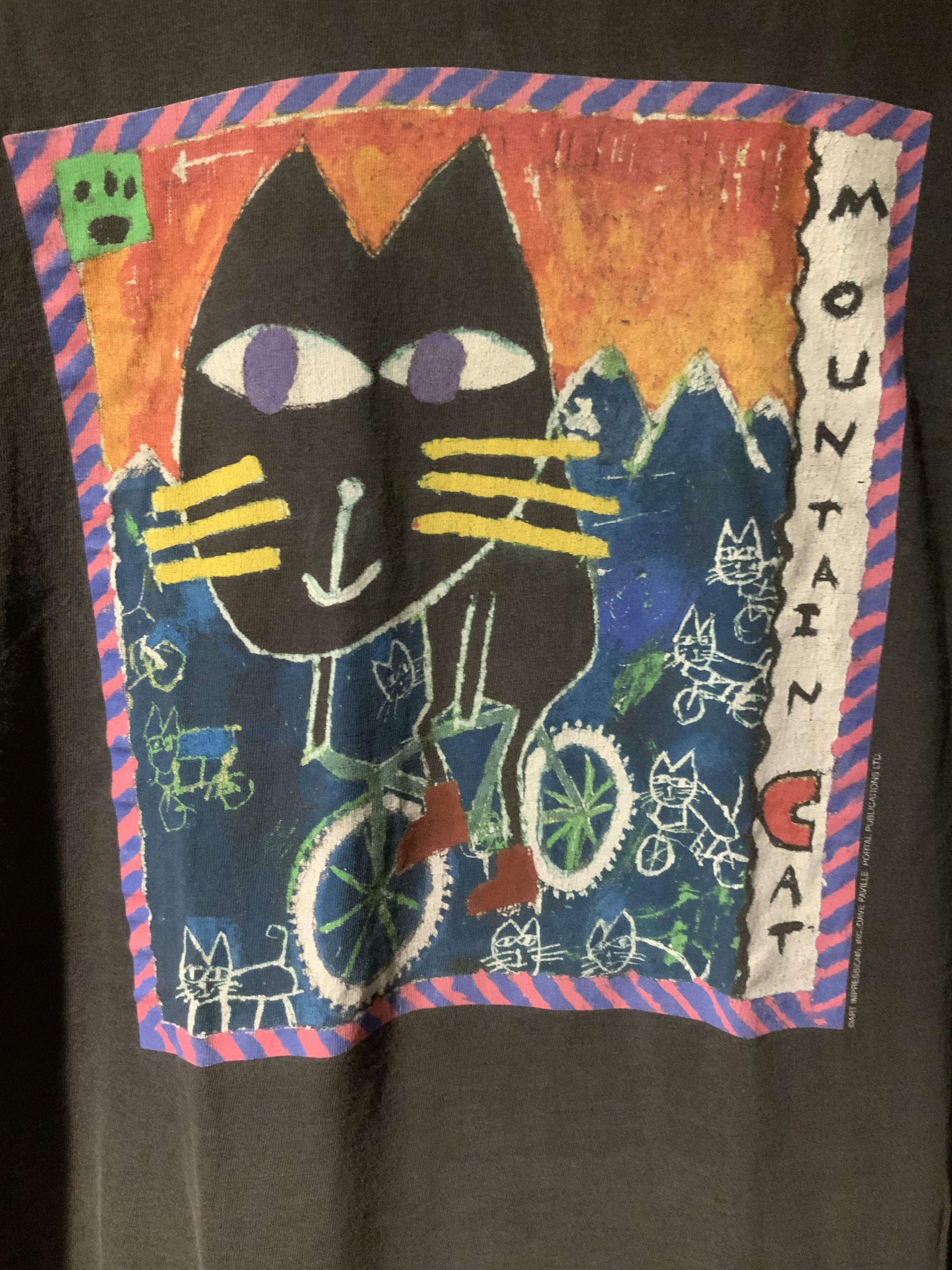 Vintage Vintage 90s Mountain Cat Abstract Arts Dave Faville T-Shirt Size US XL / EU 56 / 4 - 2 Thumbnail