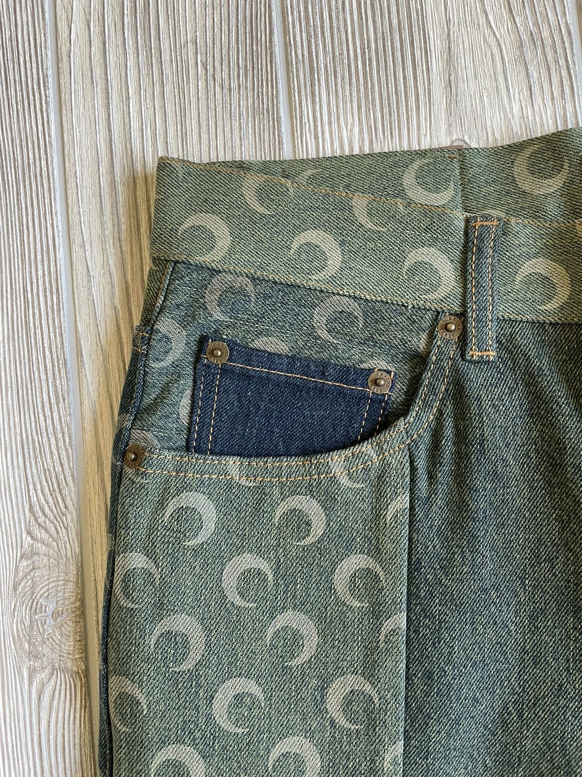 Marine Serre Petrichor Moon Green Denim Trousers Size US 28 / EU 44 - 4 Thumbnail
