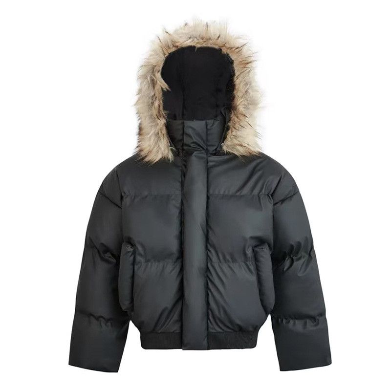 Japanese Brand Black Puffer Jacket with Faux Fur Hood Size US XL / EU 56 / 4 - 10 Thumbnail