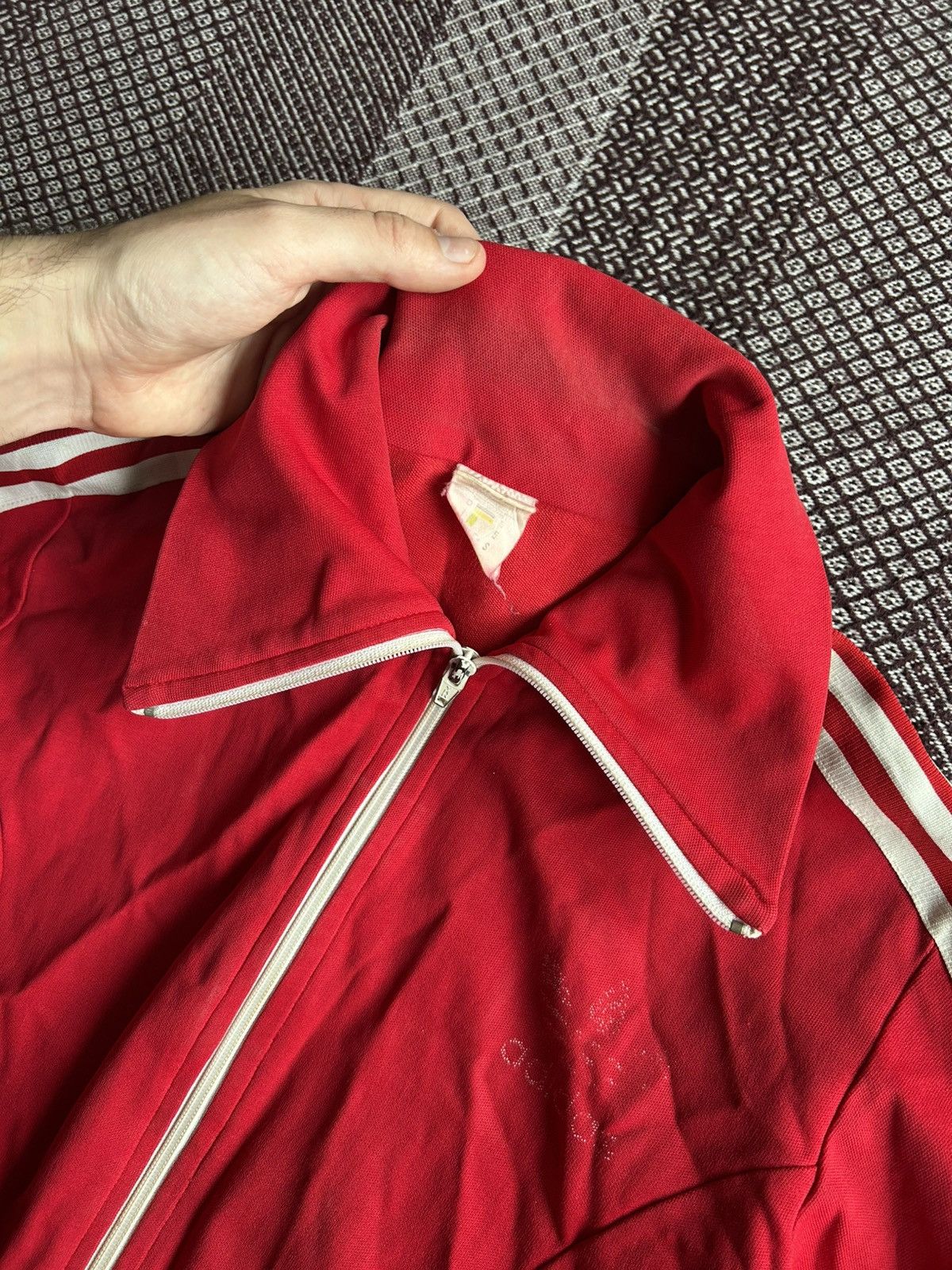 Adidas × Vintage Vintage 90s Adidas Zip Up Hoodie Red Y2K Streetwear Style Size US S / EU 44-46 / 1 - 9 Thumbnail